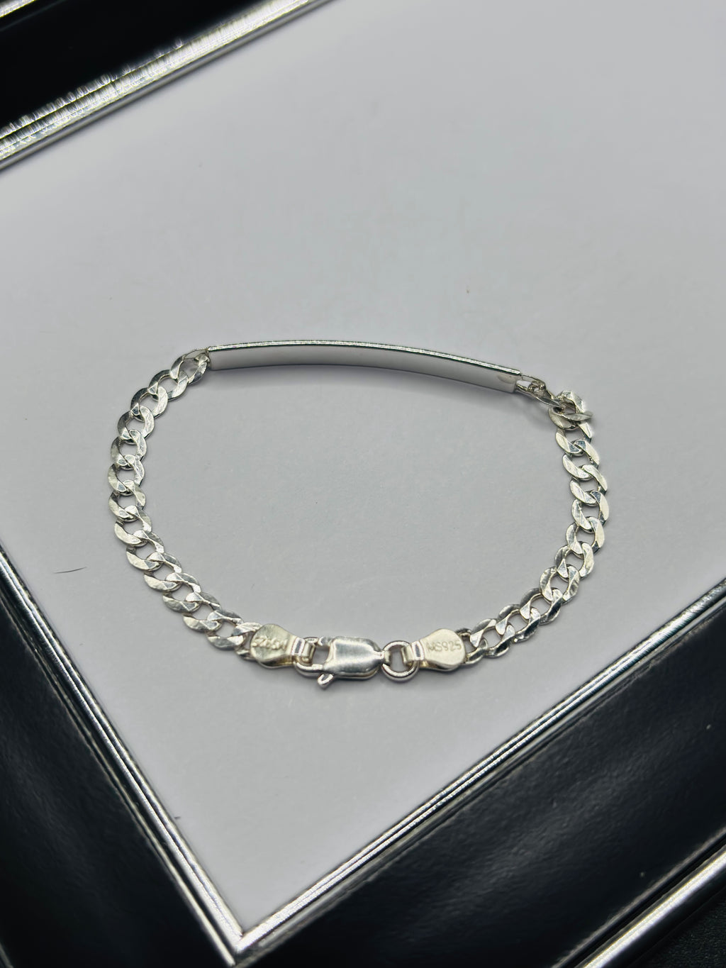 S925 Silver Name Flat Curb Kids Bracelet