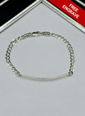 S925 Silver Name Flat Curb Kids Bracelet
