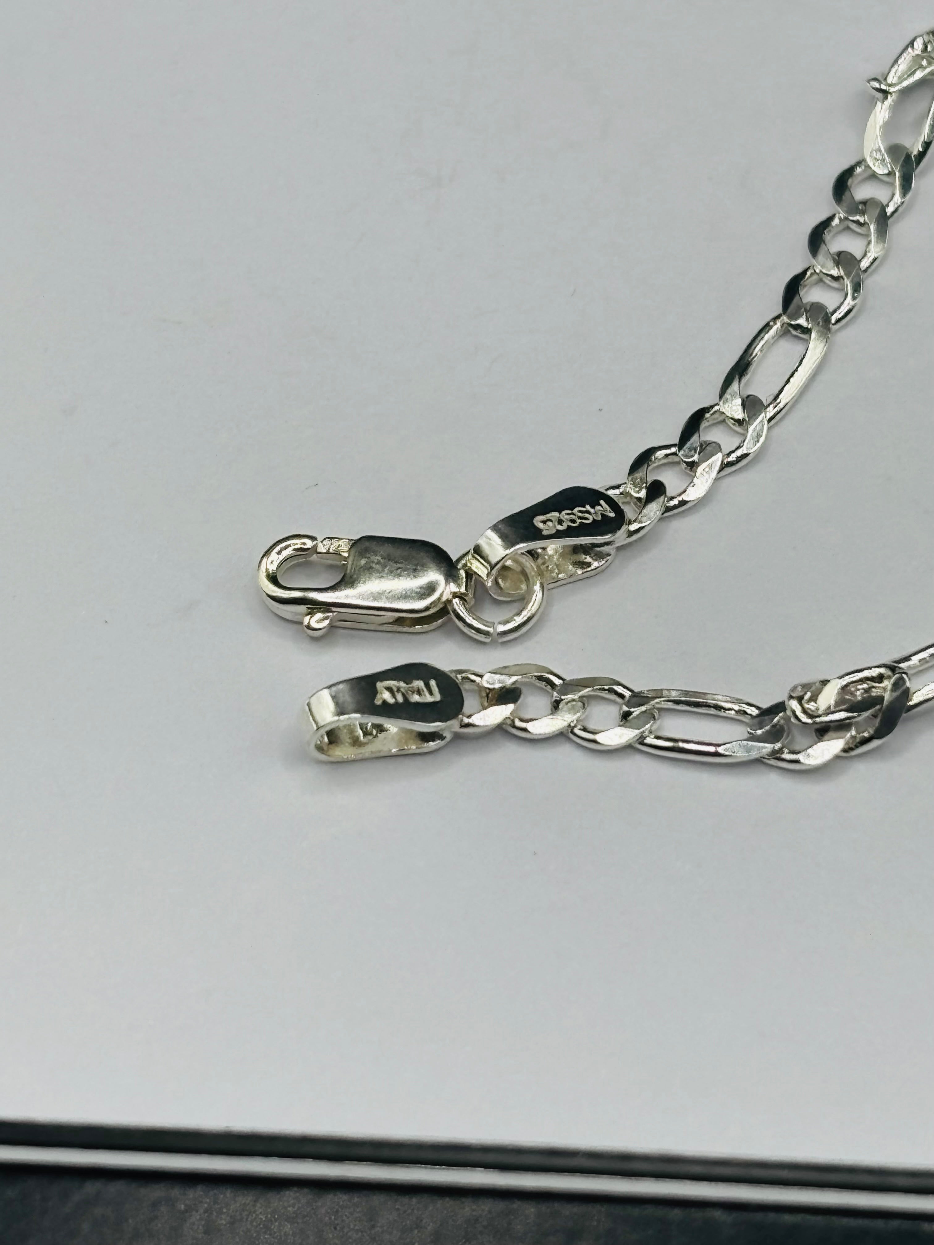 S925 Silver Figaro Kids Bracelet