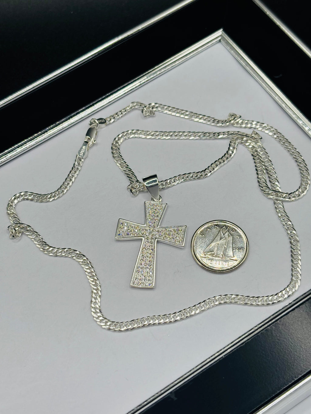 S925 Silver Big Cross Necklace