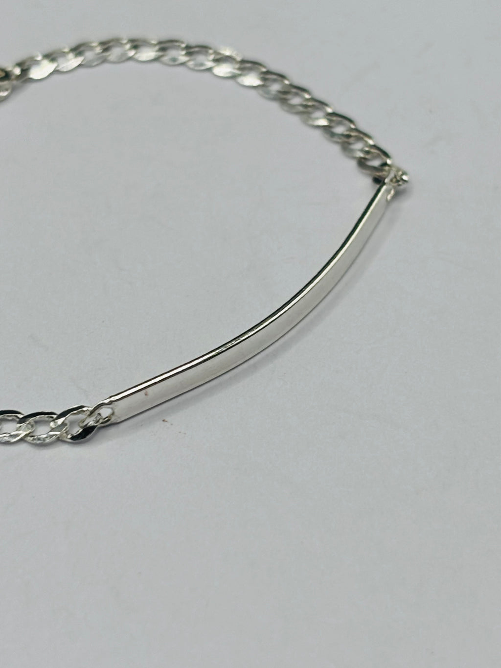 S925 Silver Name Flat Curb Kids Bracelet