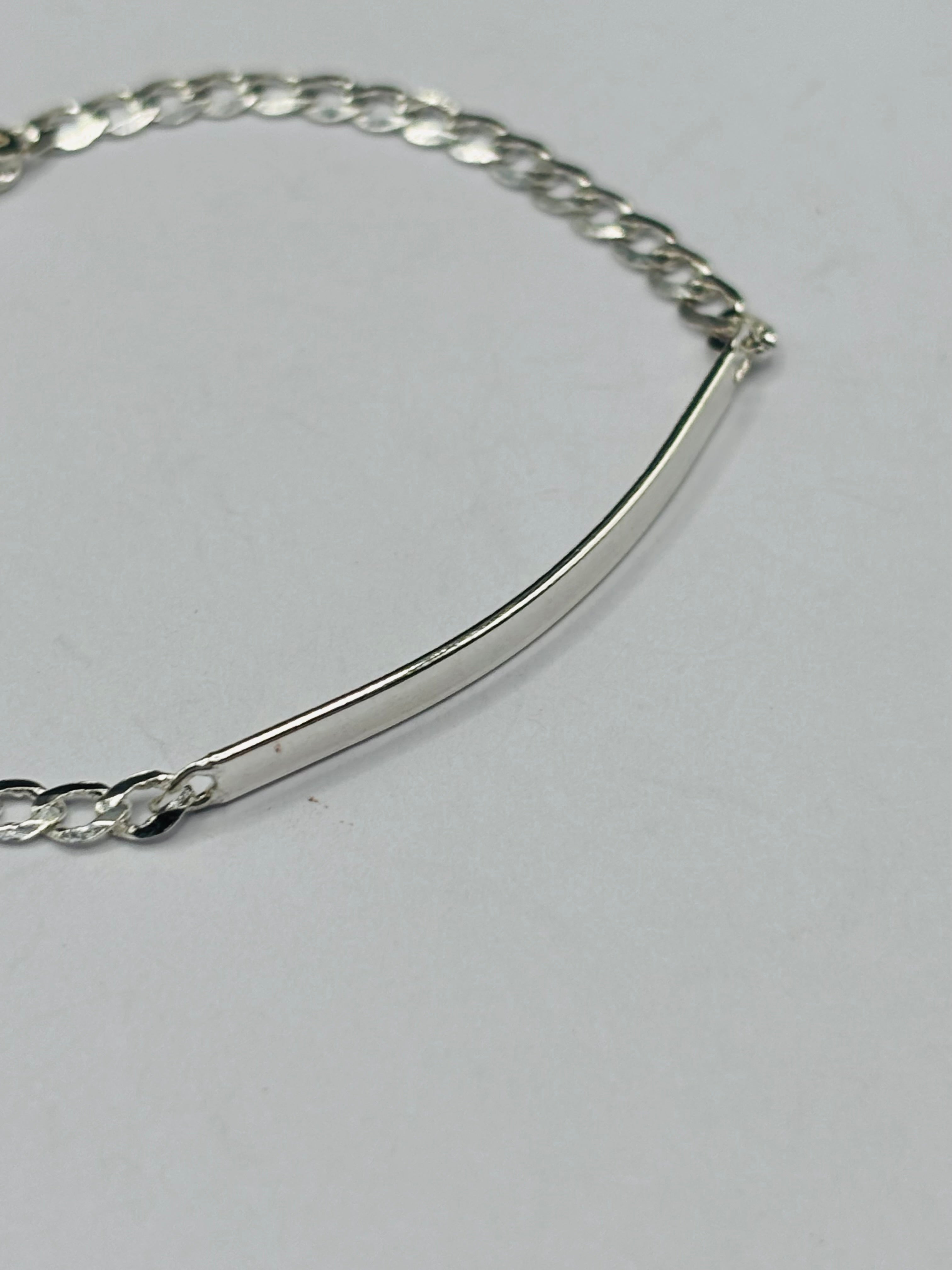 S925 Silver Name Flat Curb Kids Bracelet