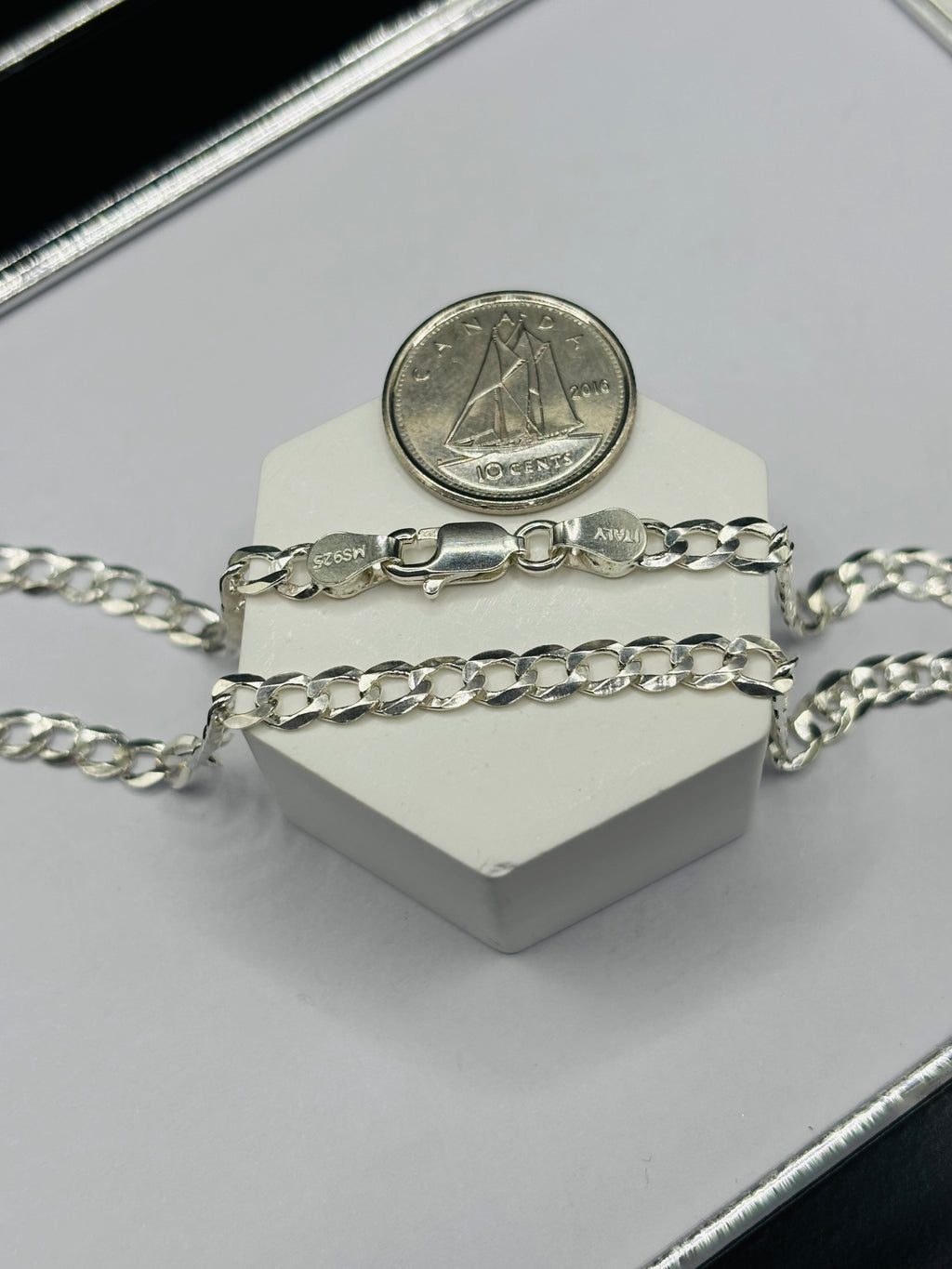 S925 Silver Flat Curb Chain 4 mm