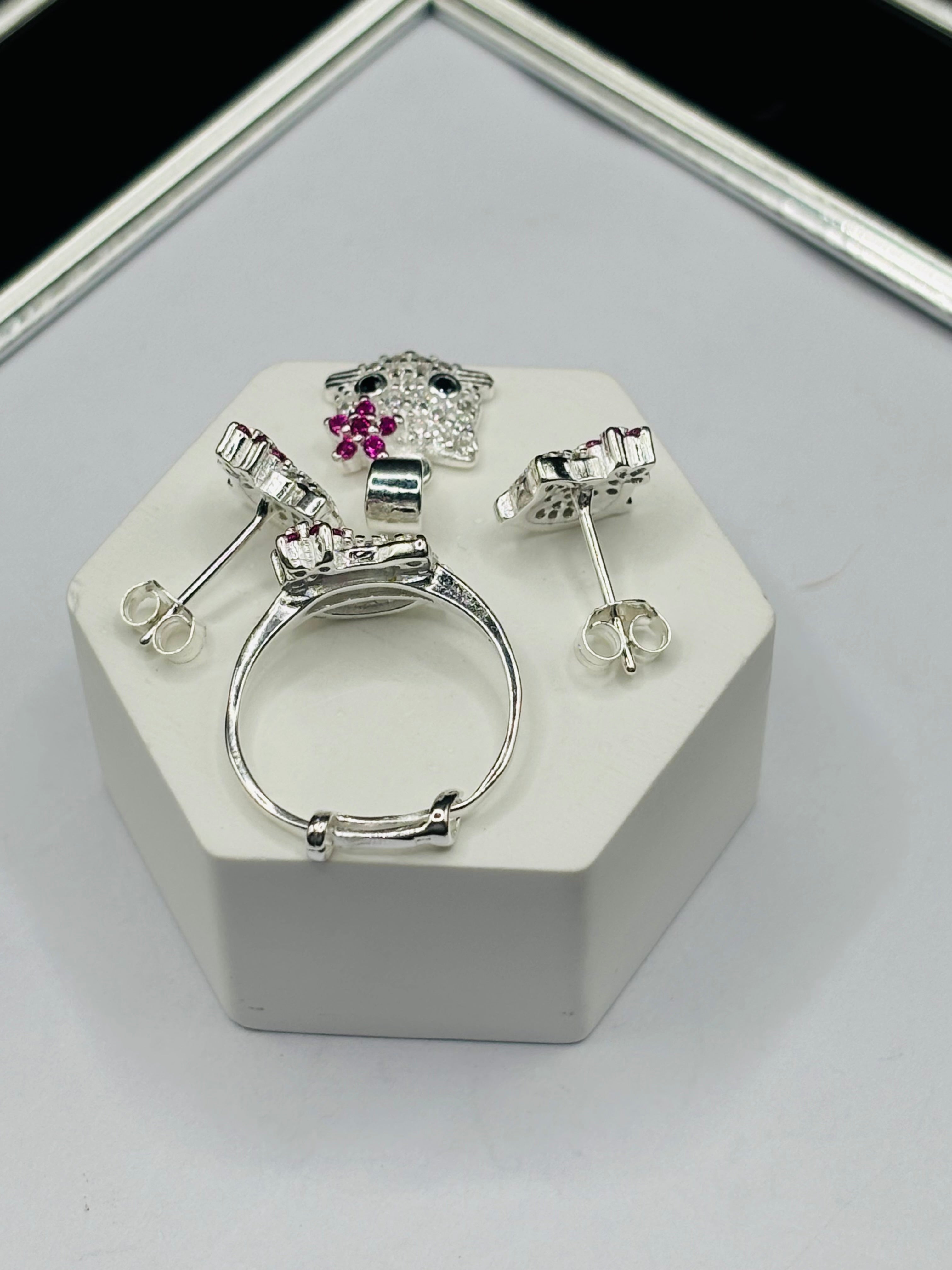 S925 Silver HK Ring, Earrings and Pendant Kids Set