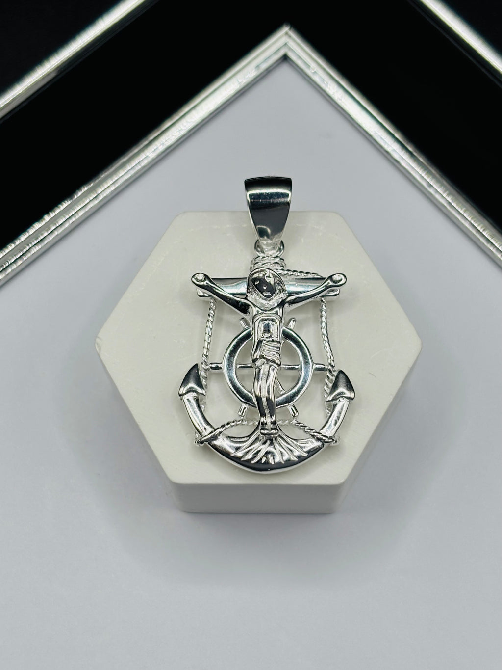 S925 Silver Anchor Cross Pendant