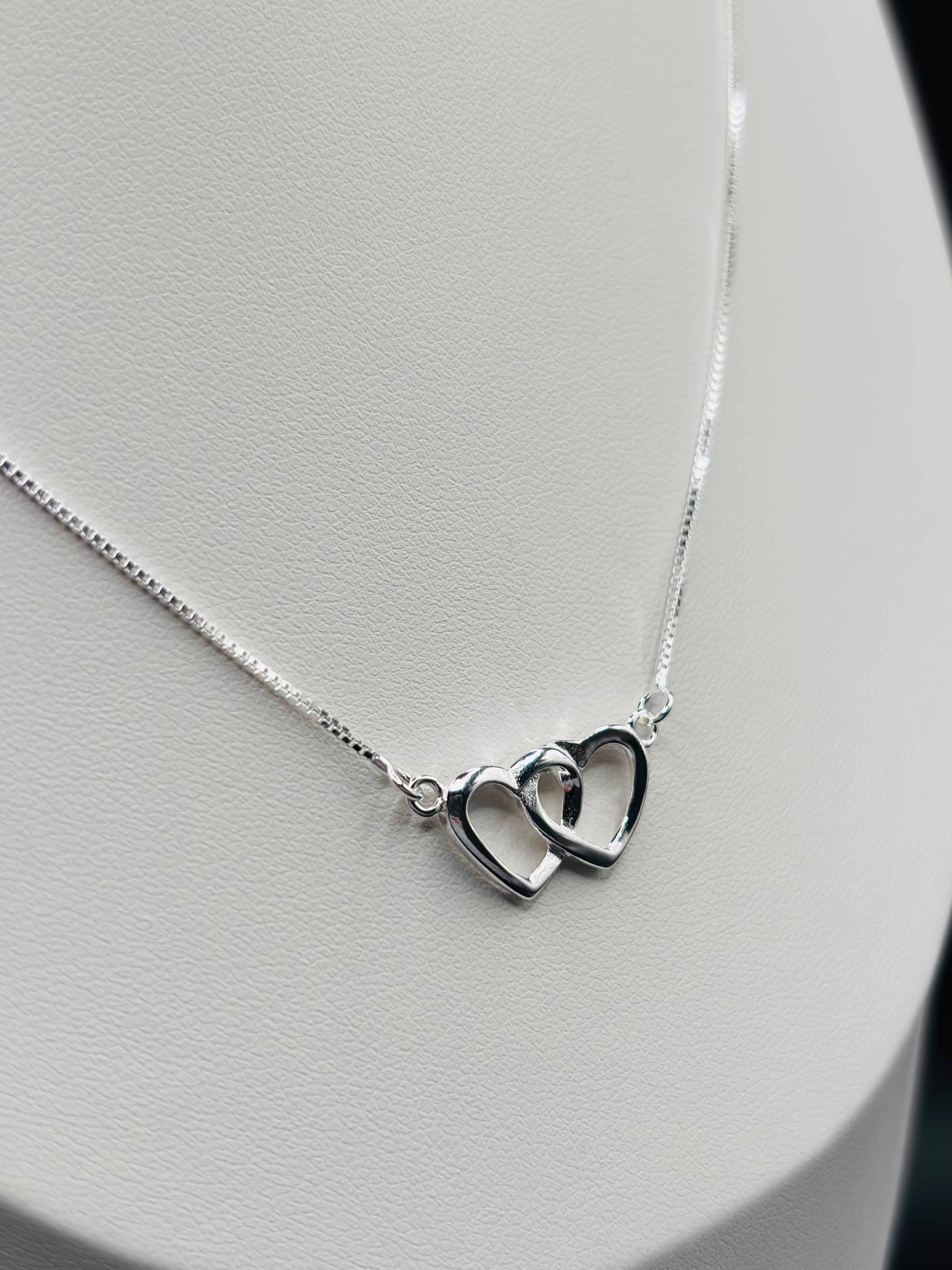 S925 Silver 2 Hearts Necklace