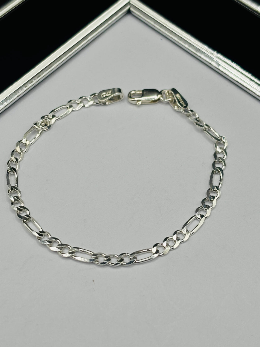 S925 Silver Figaro Kids Bracelet