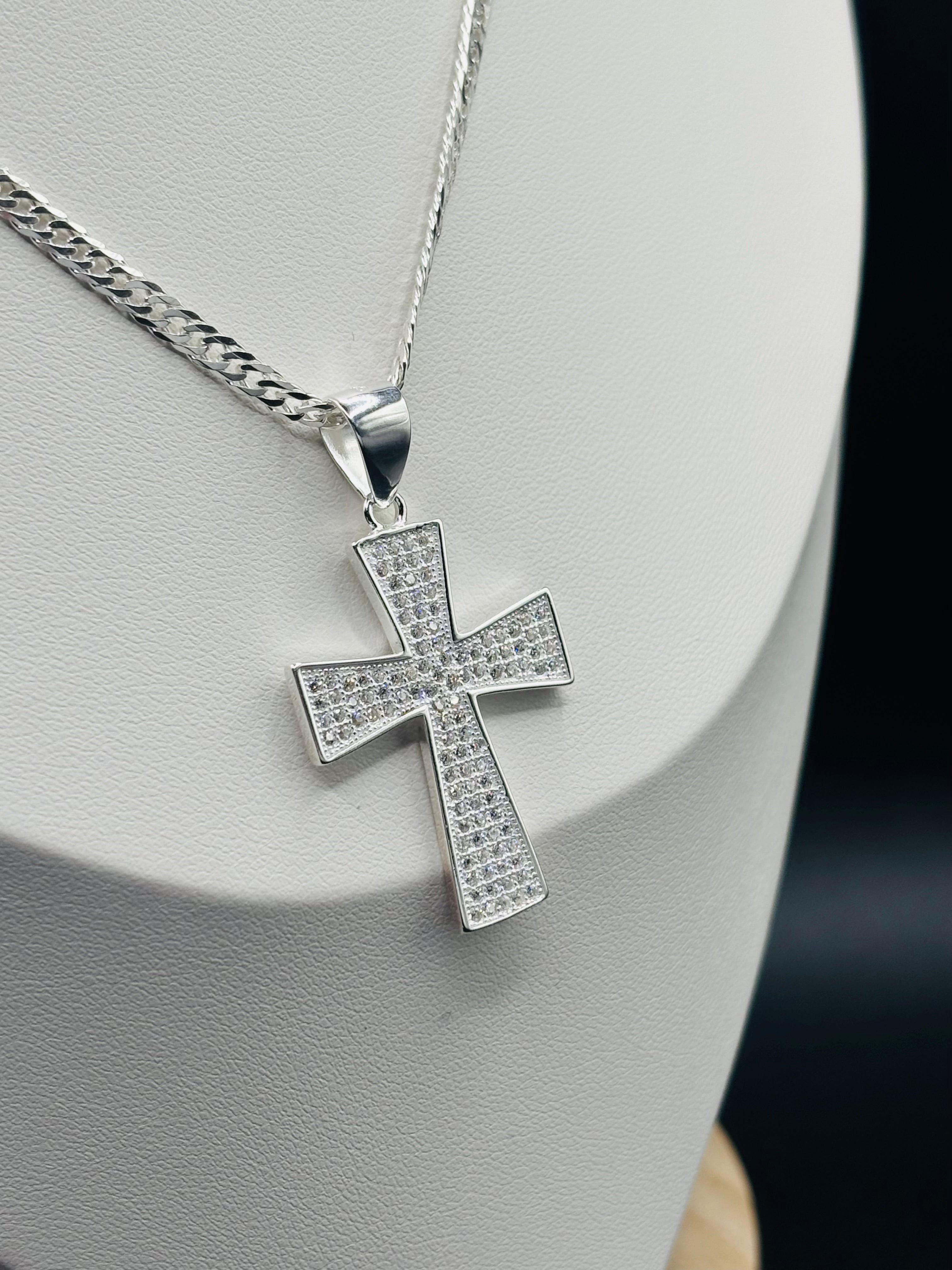 S925 Silver Big Cross Necklace