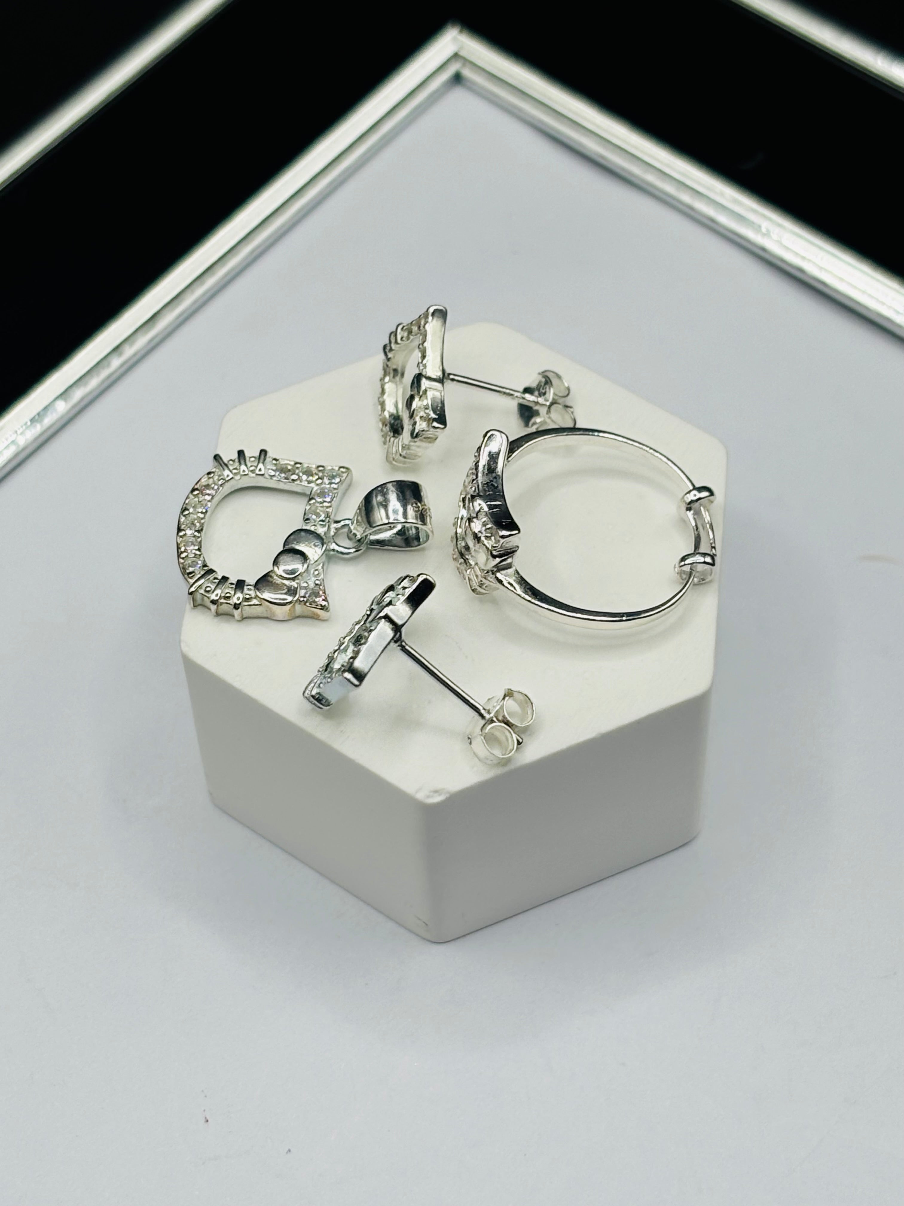 S925 Silver HK Ring, Earrings and Pendant Kids Set