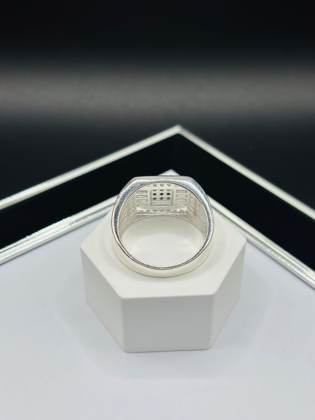 S925 Silver Stone White/Black Ring