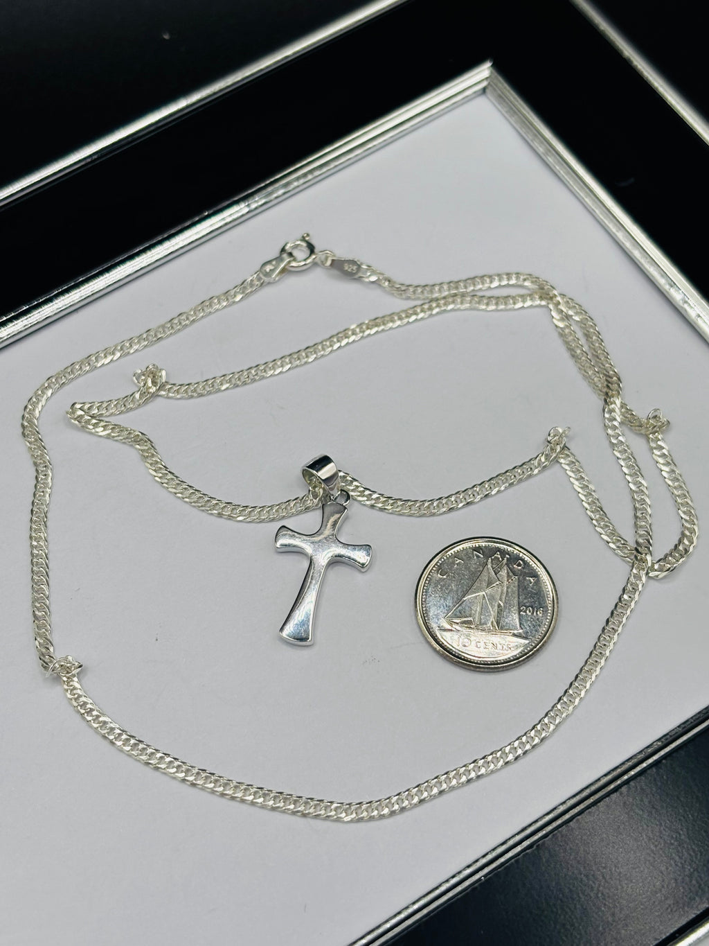 S925 Silver Plain Cross Necklace