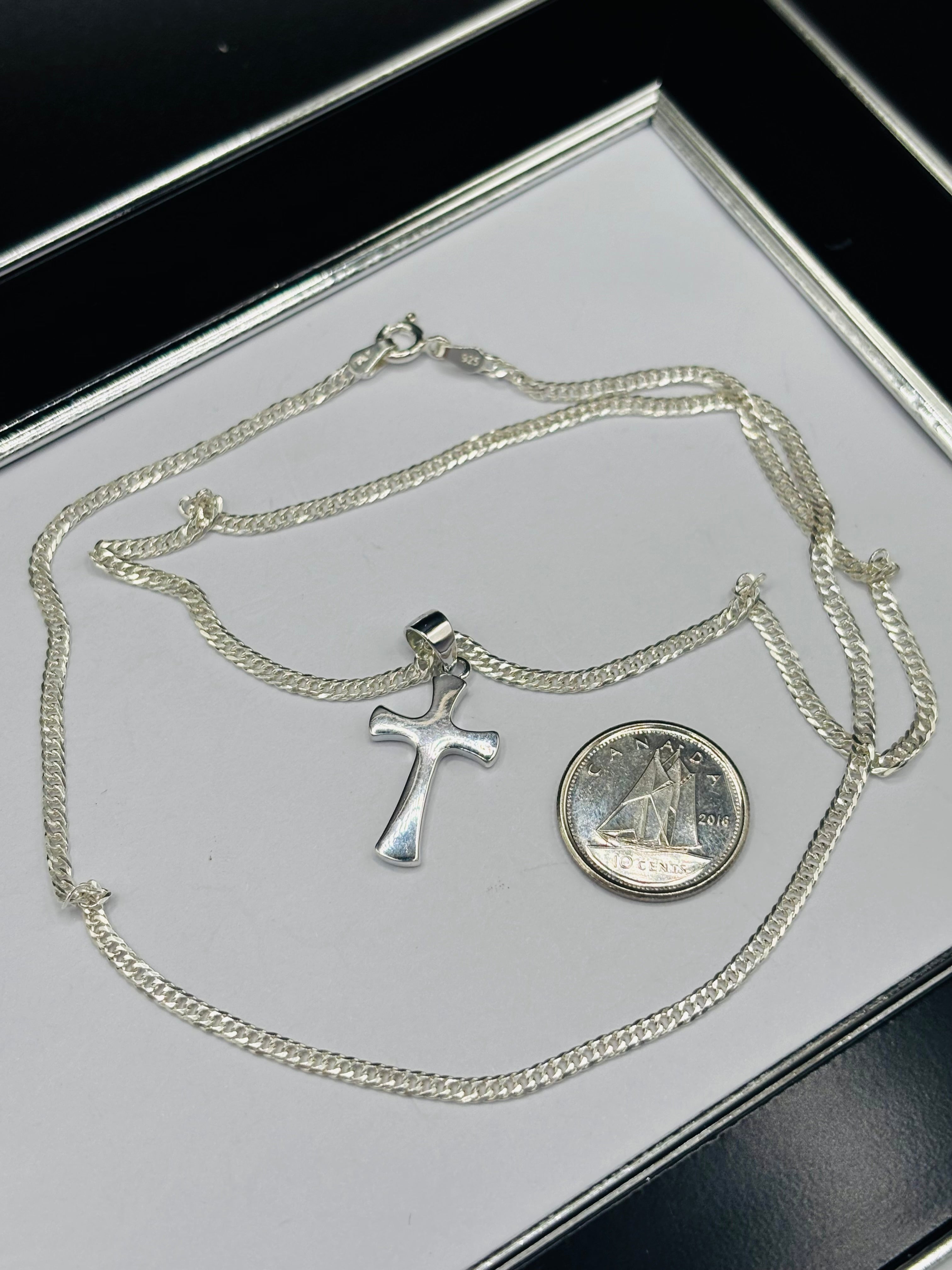 S925 Silver Plain Cross Necklace