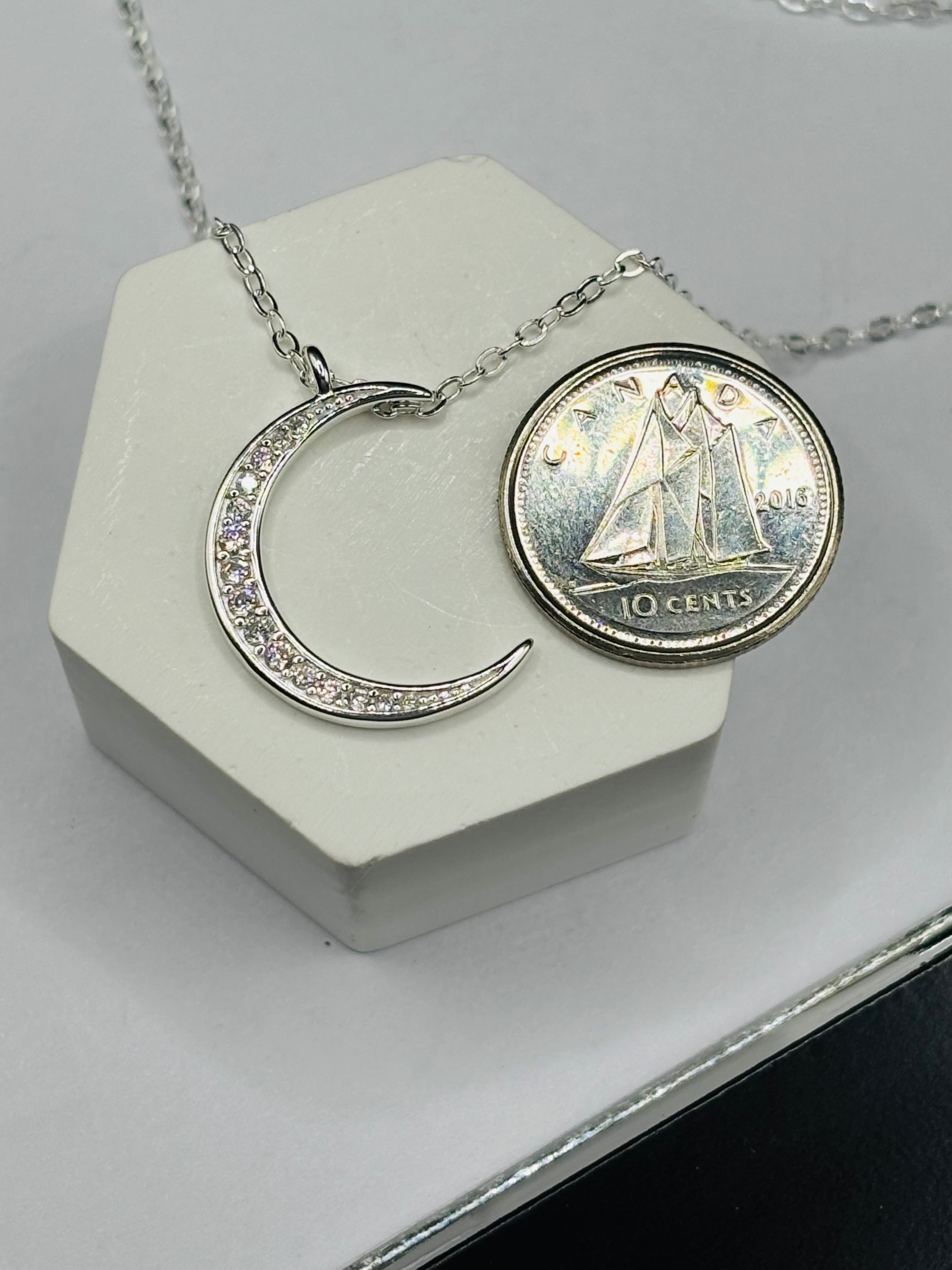 S925 Silver Moon and Star Necklace