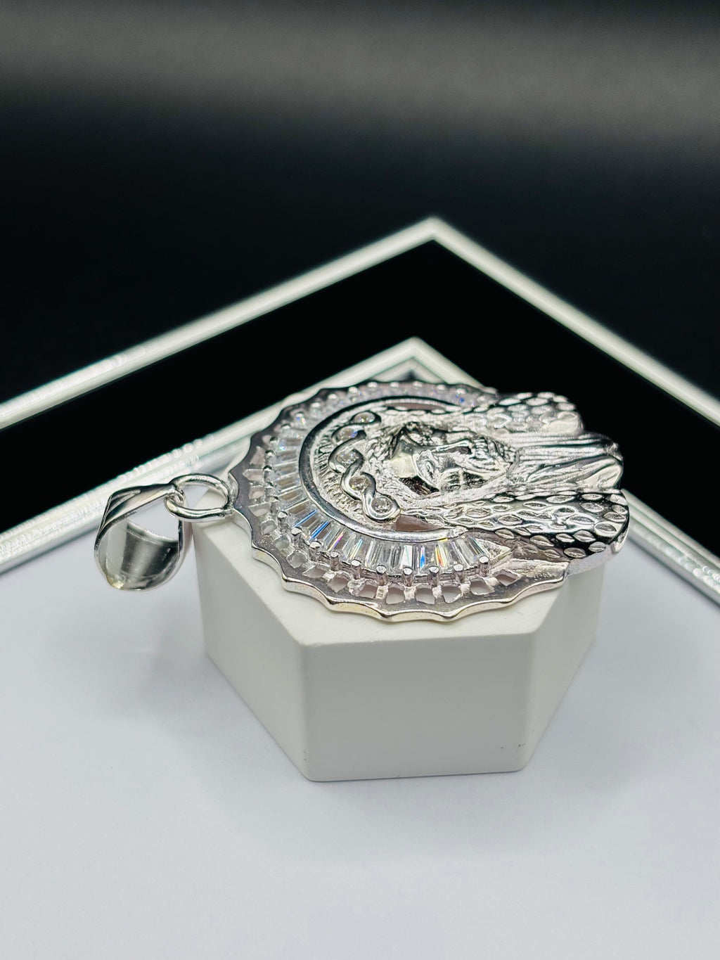 S925 Silver Big Jesus Face Pendant