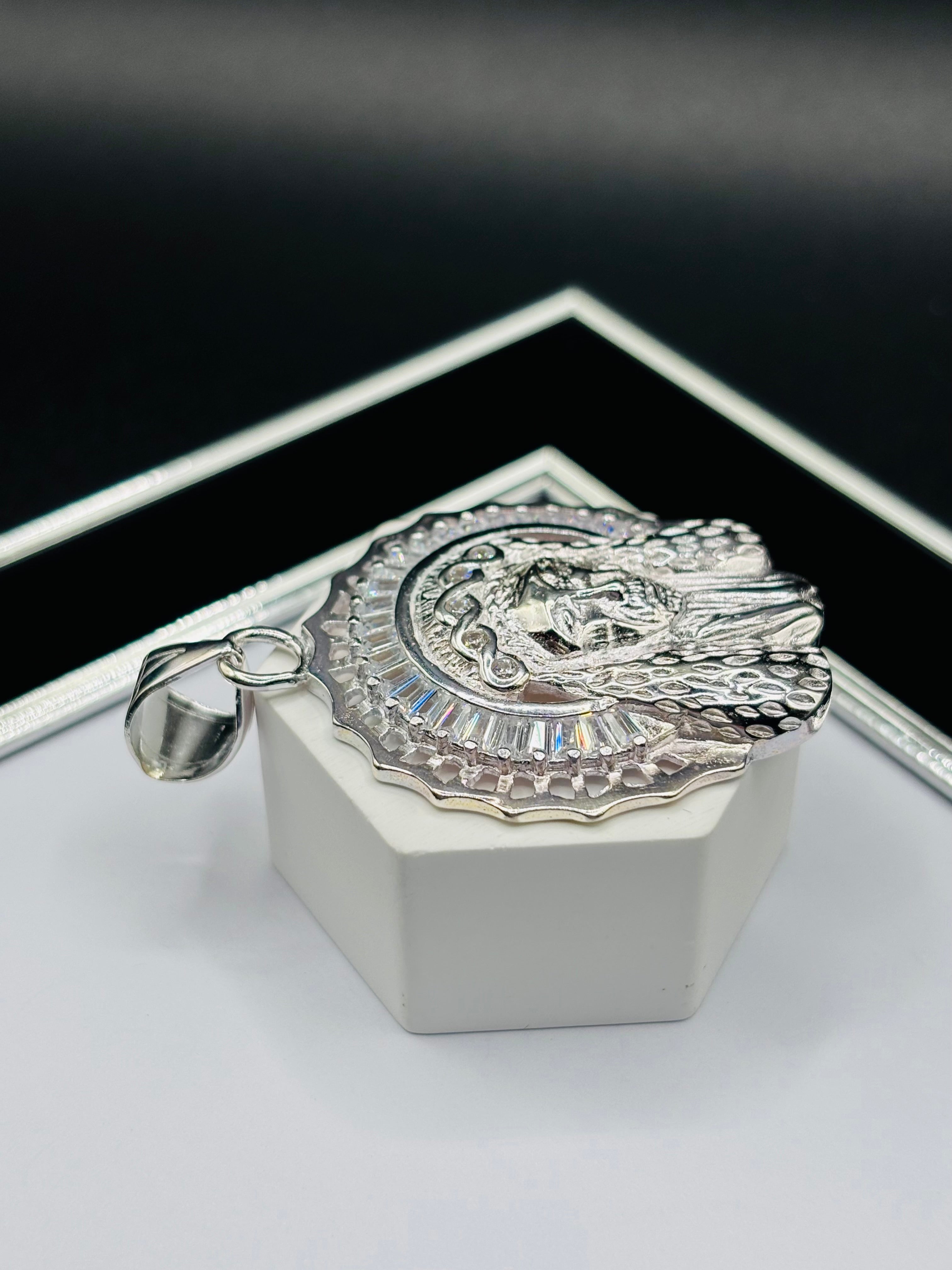 S925 Silver Big Jesus Face Pendant