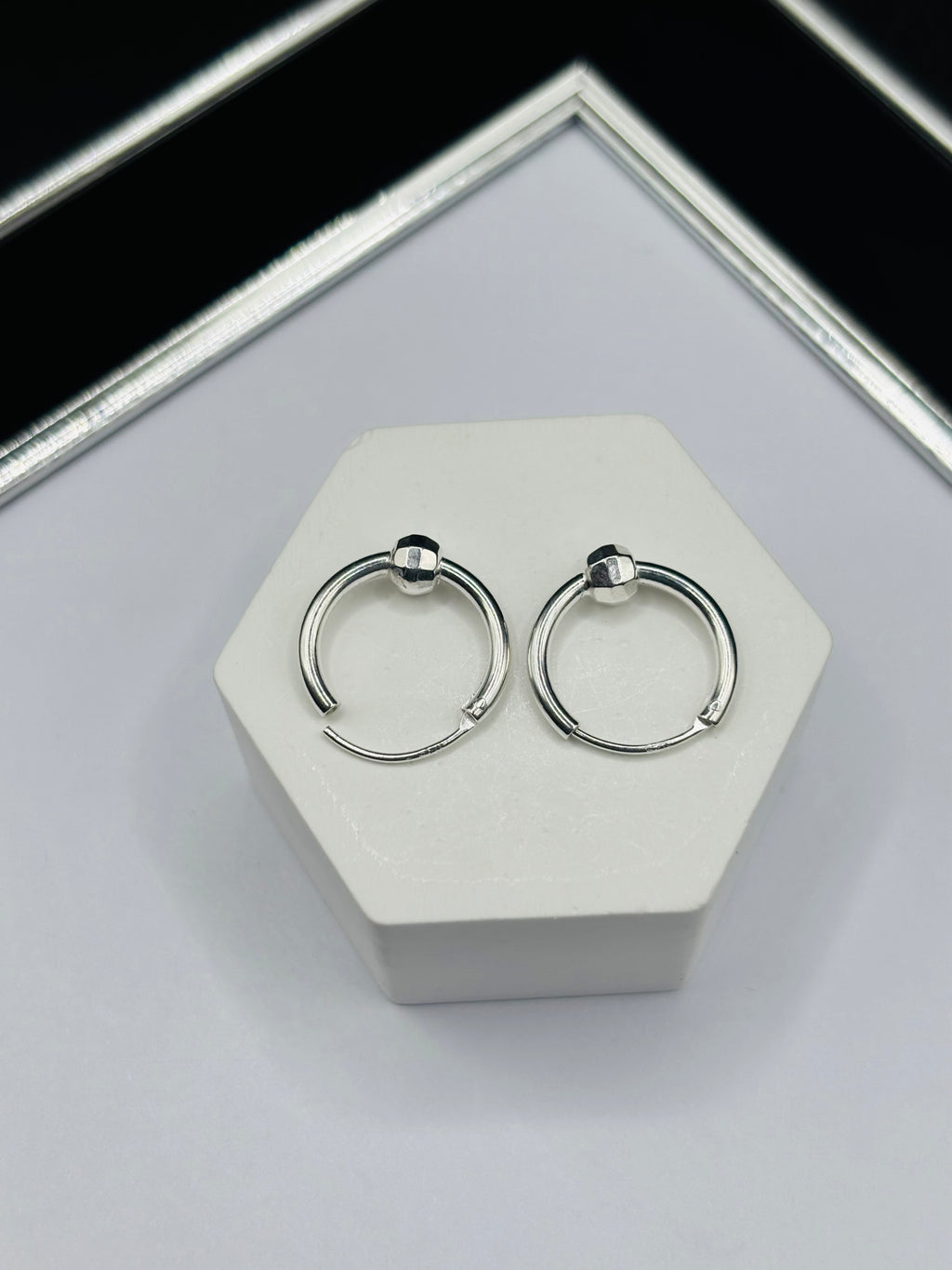 S925 Silver Plain Ball Loop Earrings