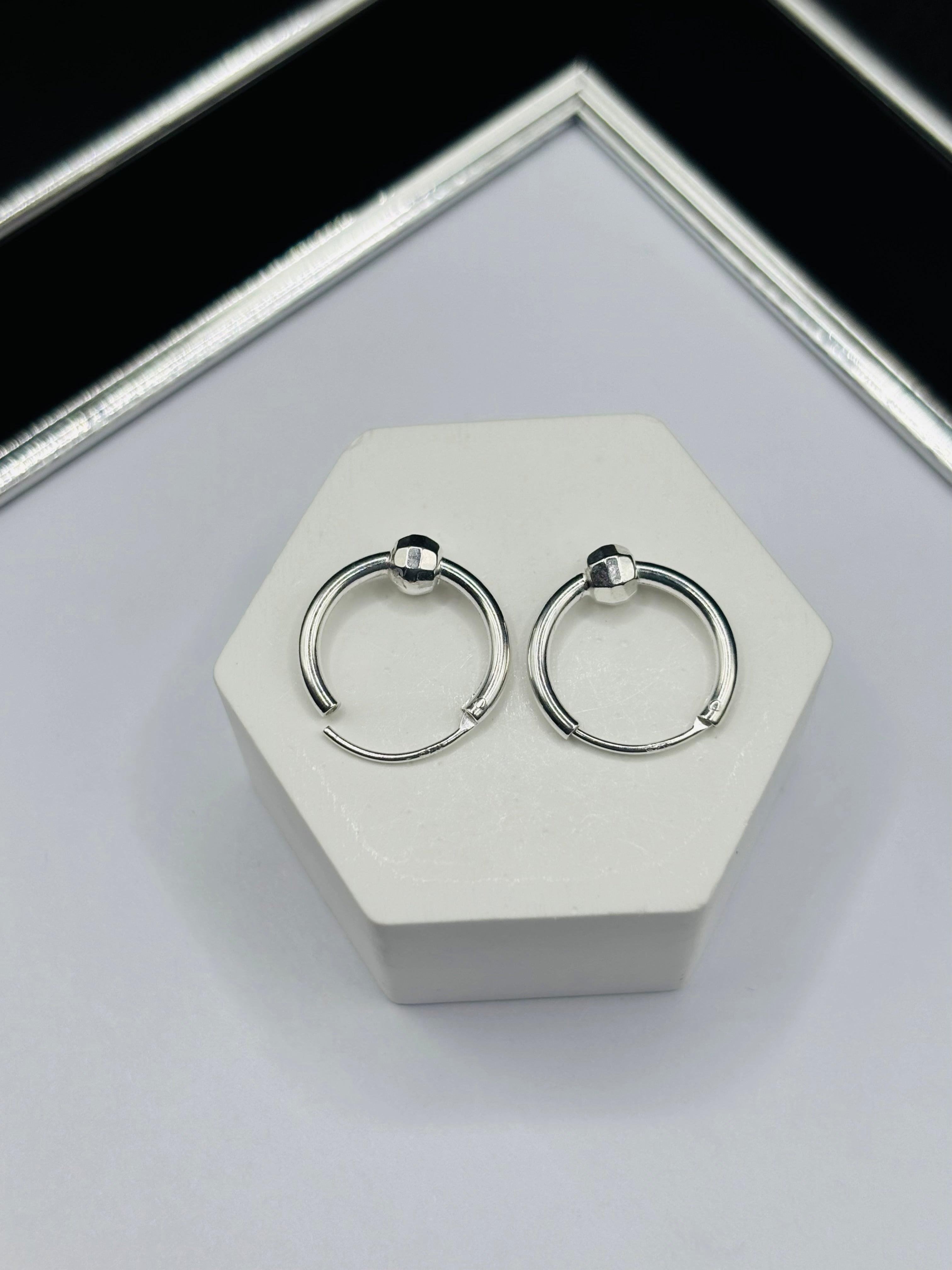 S925 Silver Plain Ball Loop Earrings