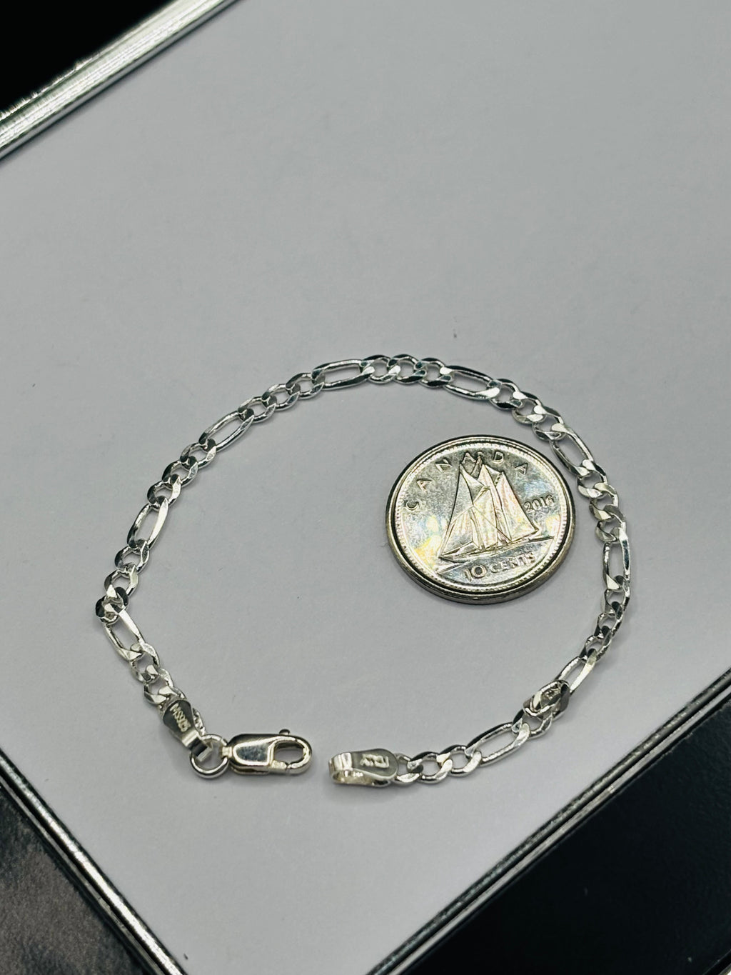 S925 Silver Figaro Kids Bracelet