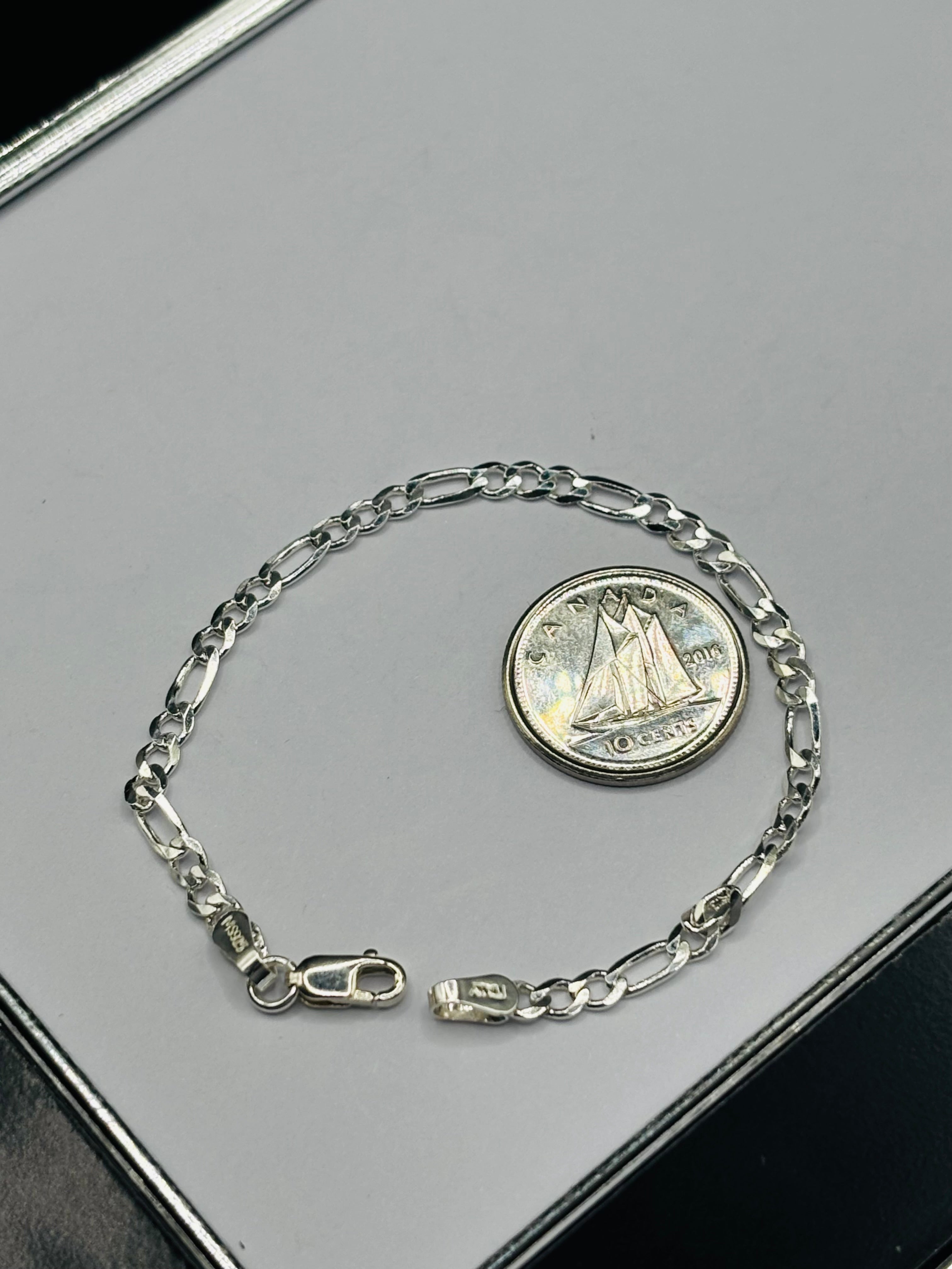 S925 Silver Figaro Kids Bracelet