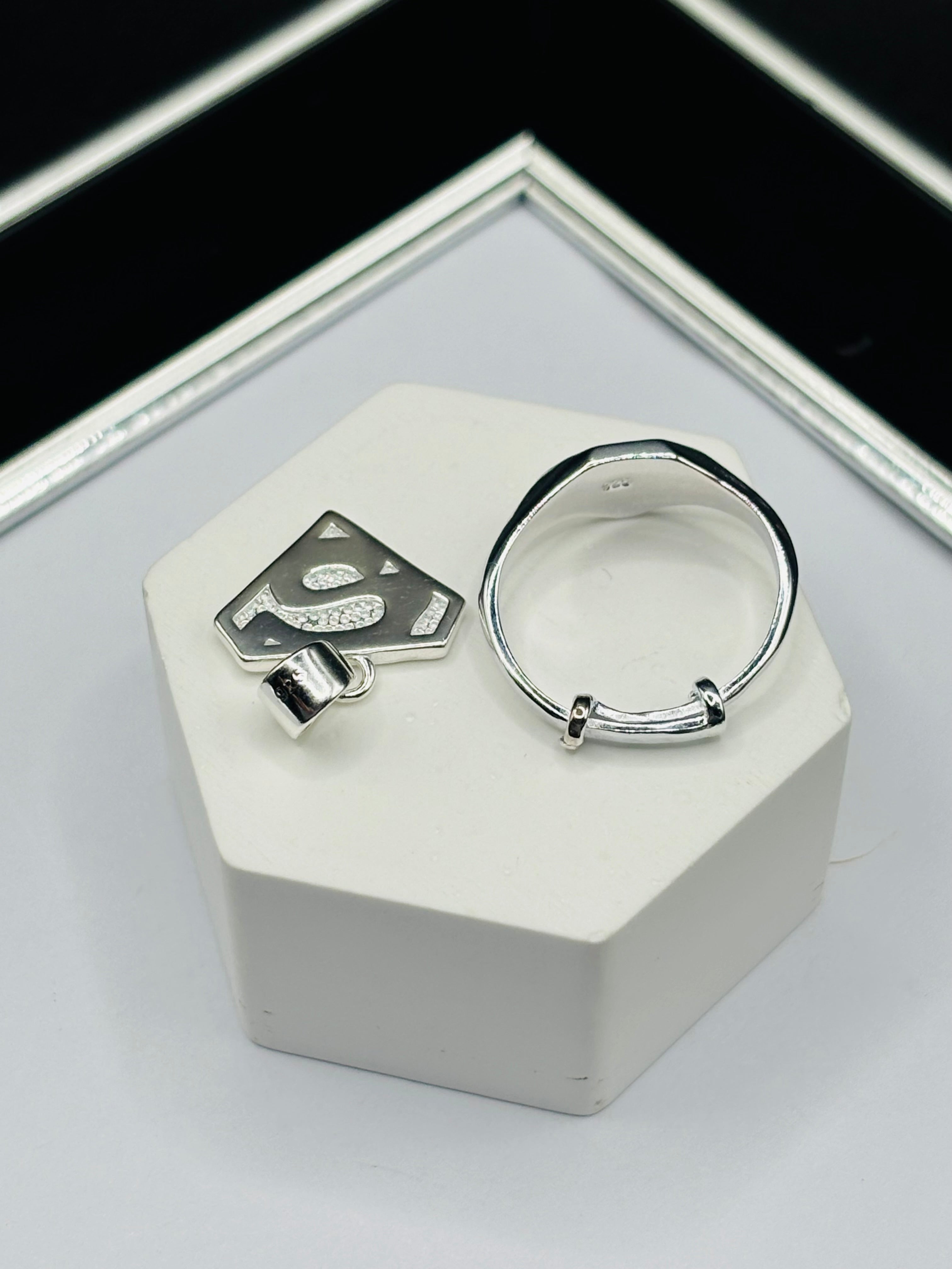 S925 Silver S Ring and Pendant Kids Set