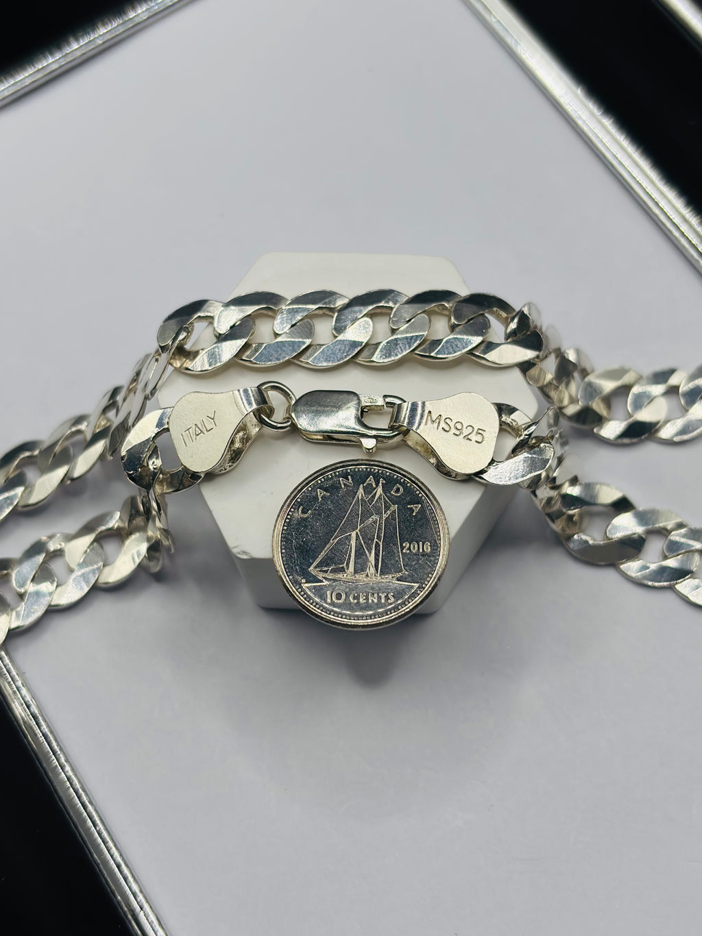 S925 Silver Flat Curb Chain 9.6mm