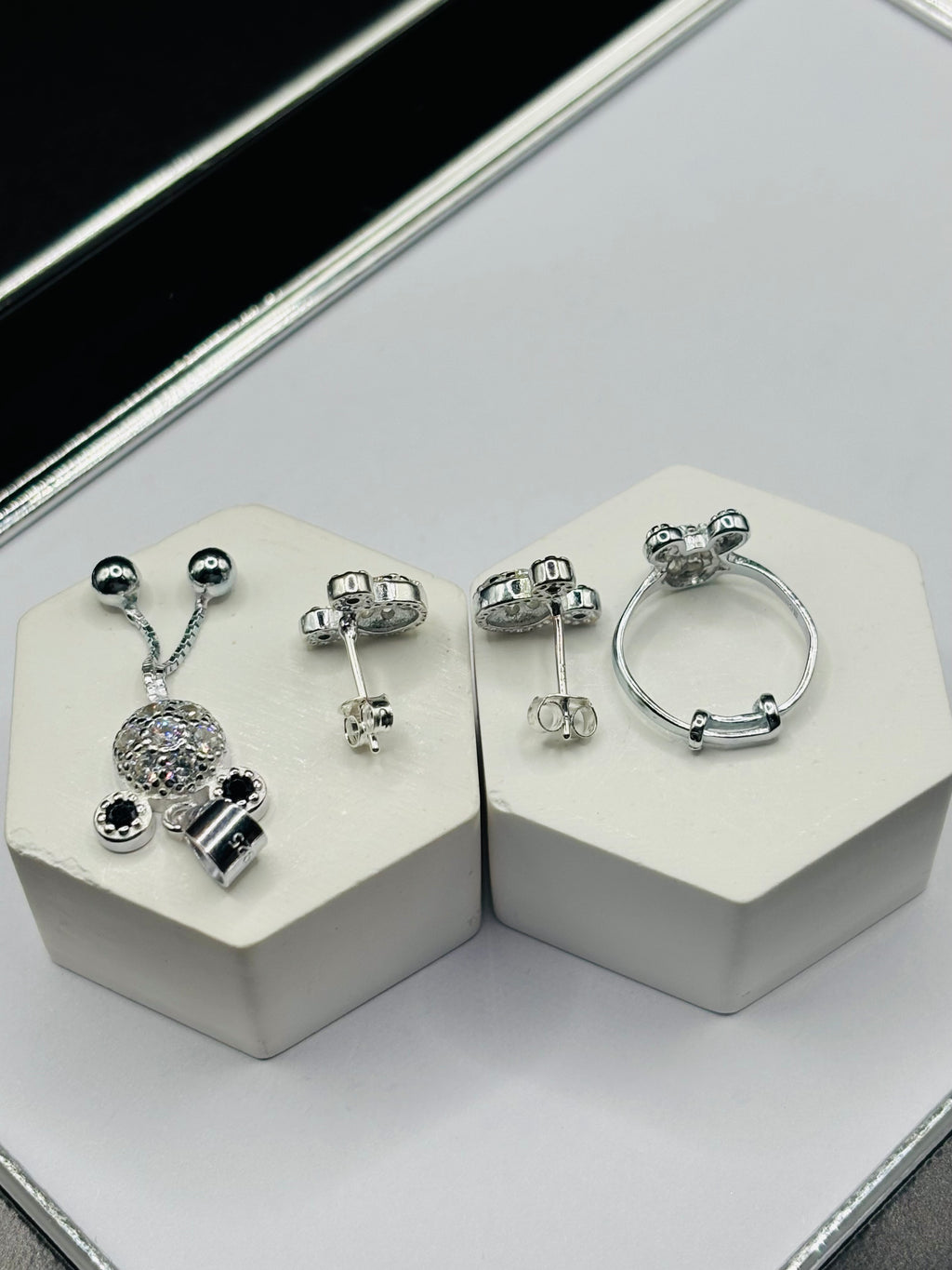 S925 Silver MM Ring, Earrings and Pendant Kids Set