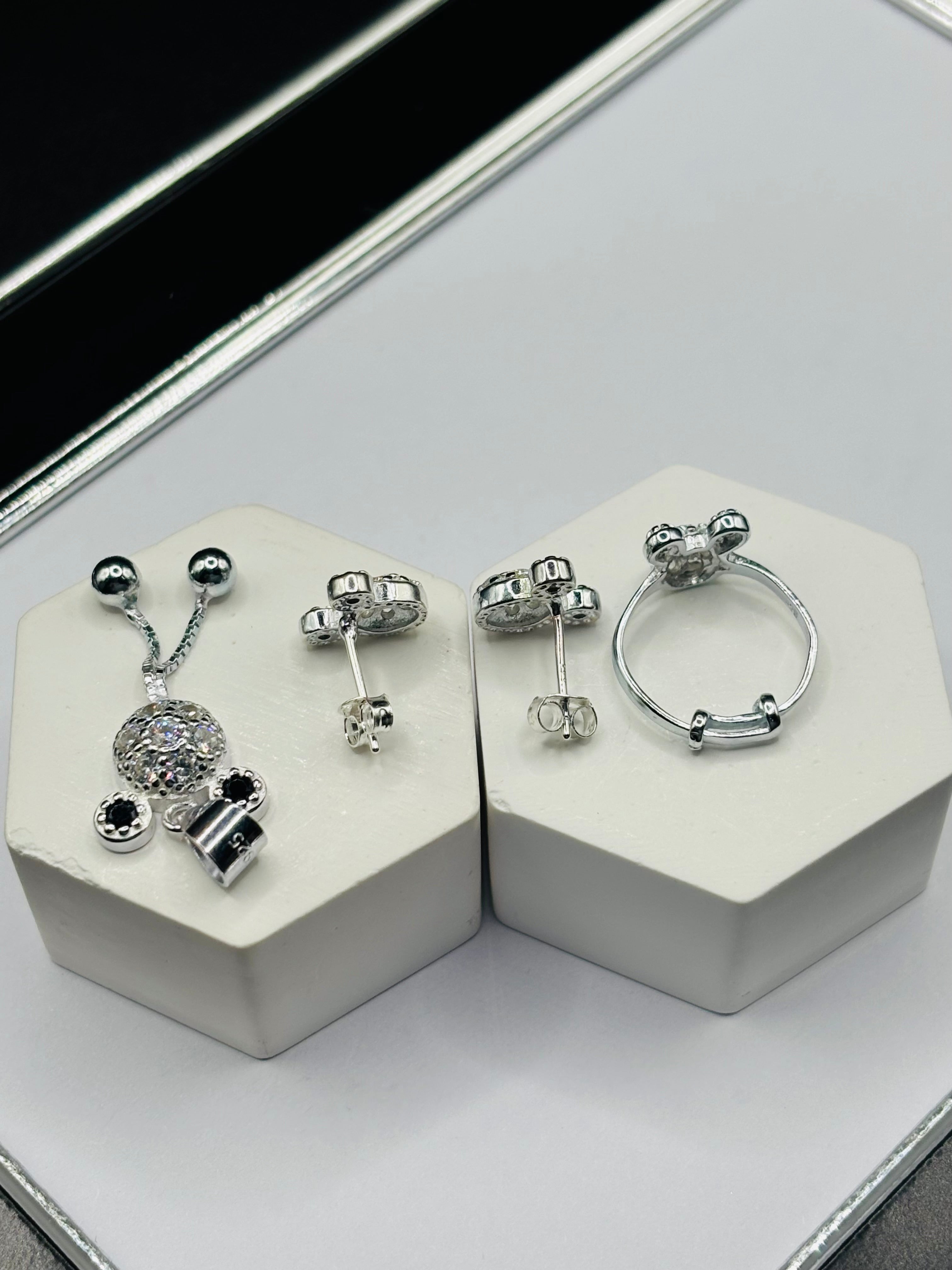 S925 Silver MM Ring, Earrings and Pendant Kids Set
