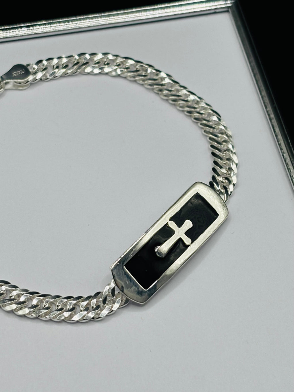 S925 Silver Cross Black Bracelet