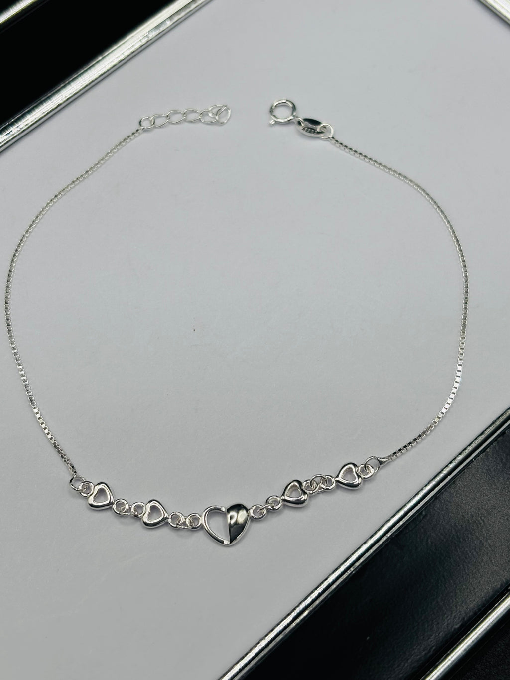 S925 Double Heart Anklet