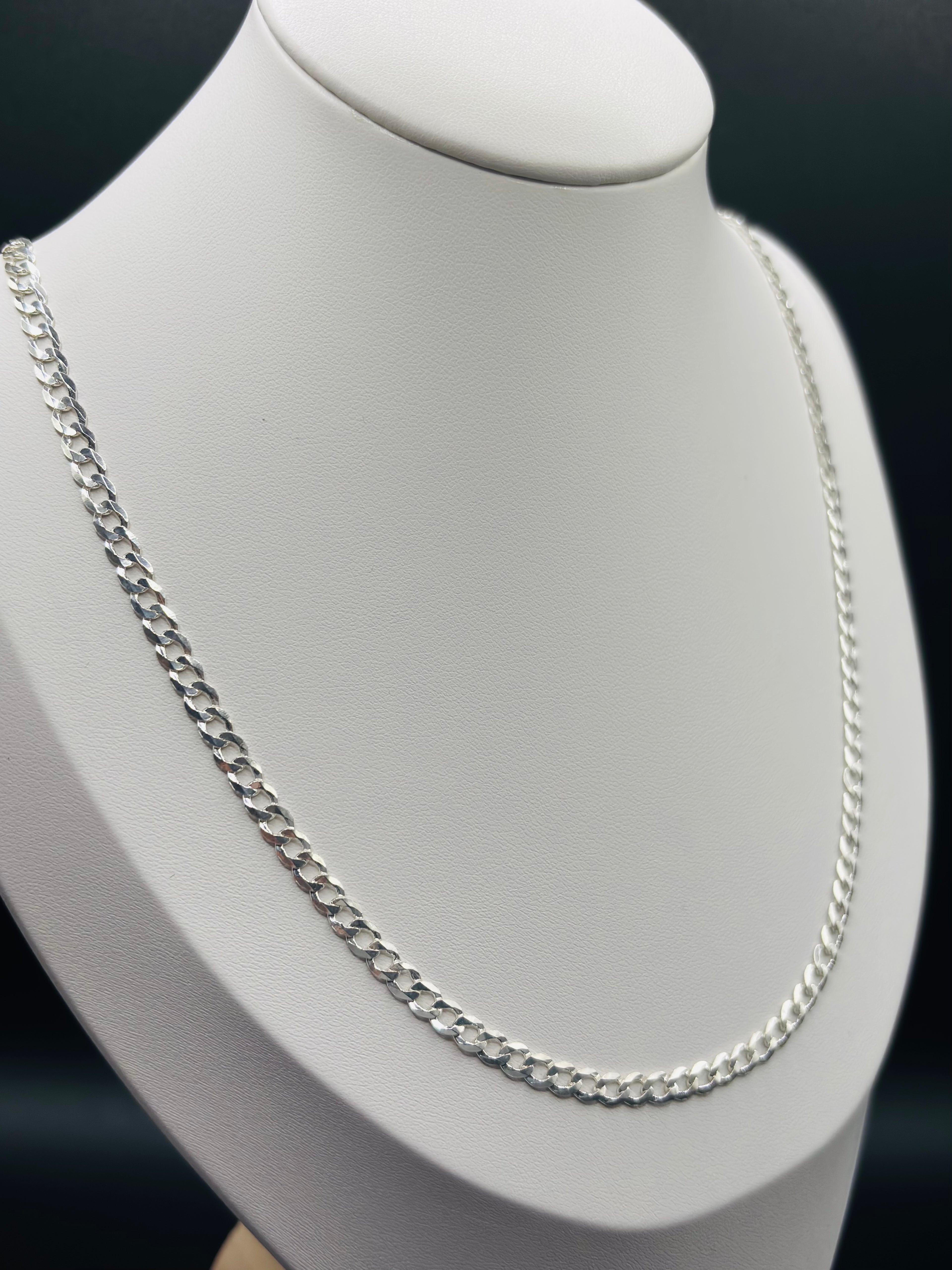 S925 Silver Flat Curb Chain 4 mm