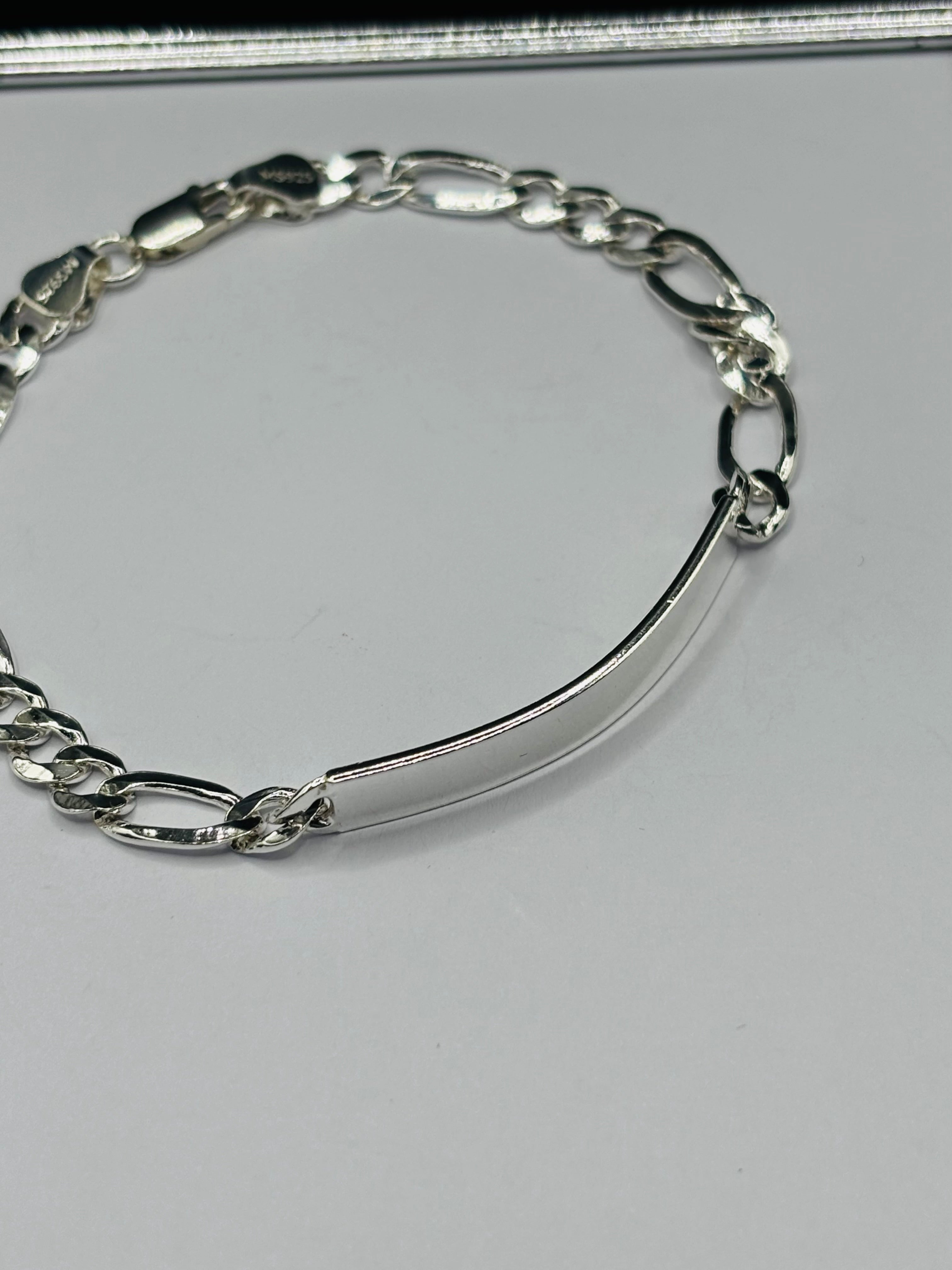 S925 Silver Name Figaro Bracelet