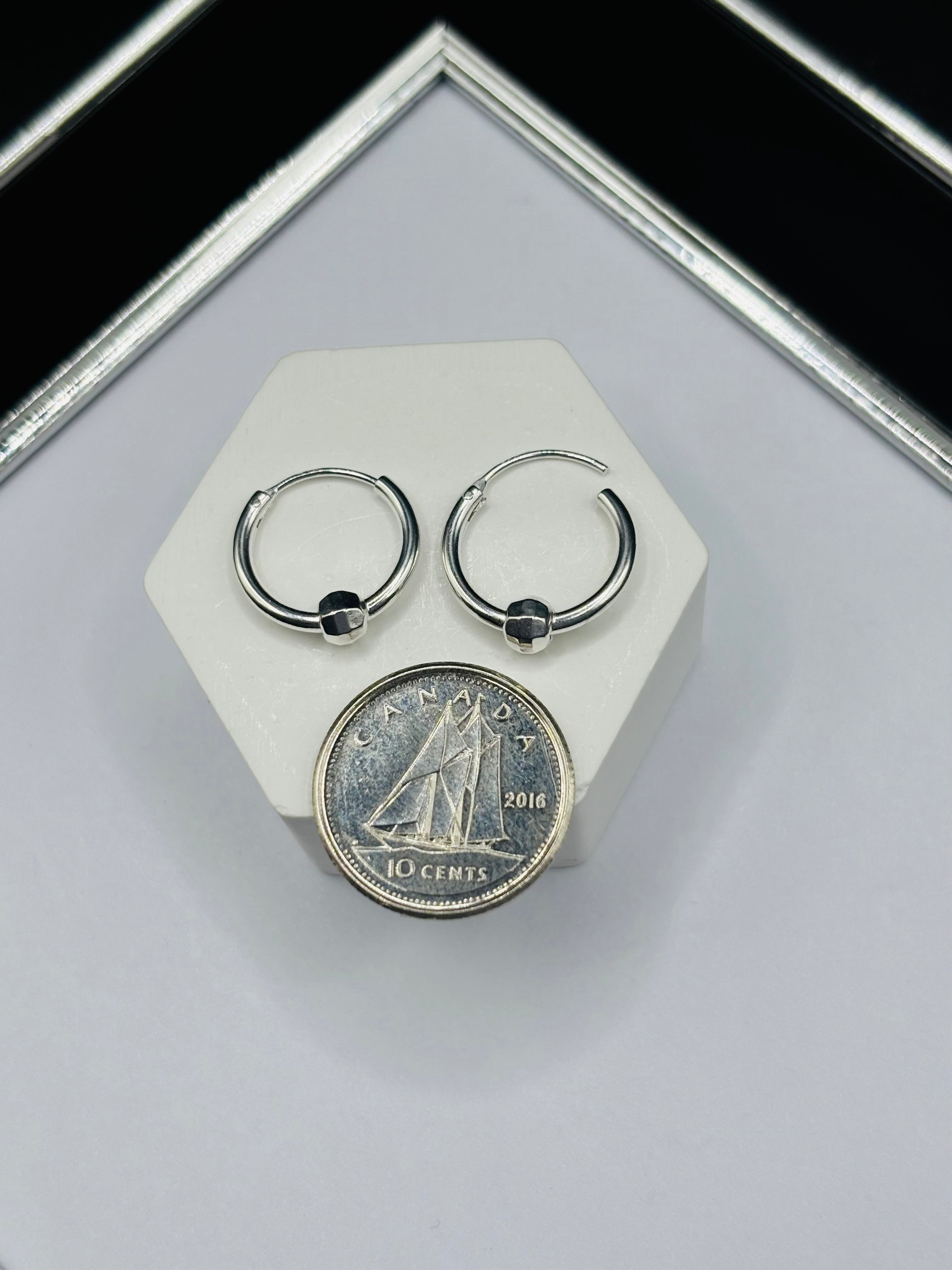 S925 Silver Plain Ball Loop Earrings