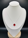 S925 Silver Red Clover Necklace