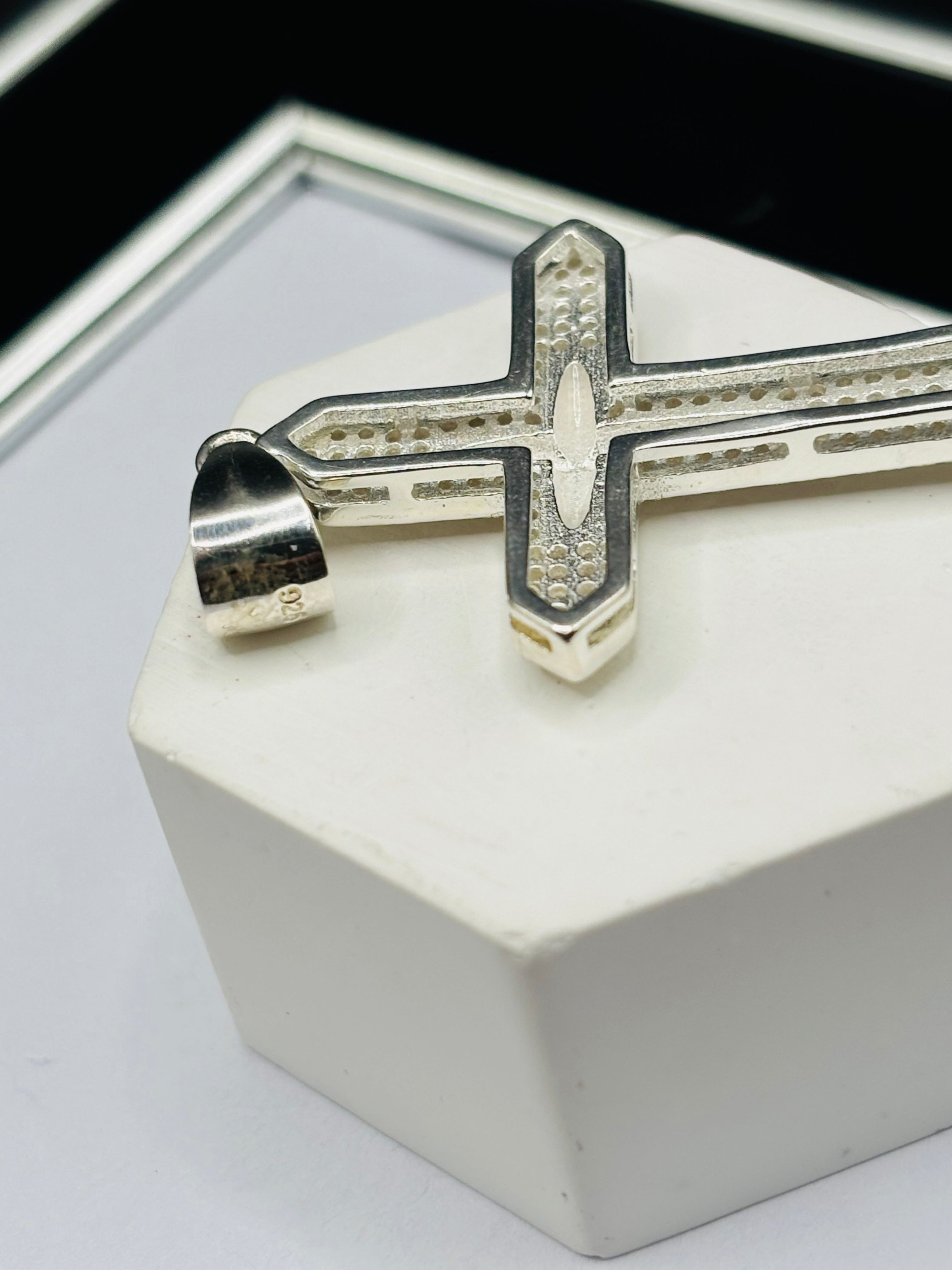 S925 Silver Big Stone Cross Pendant