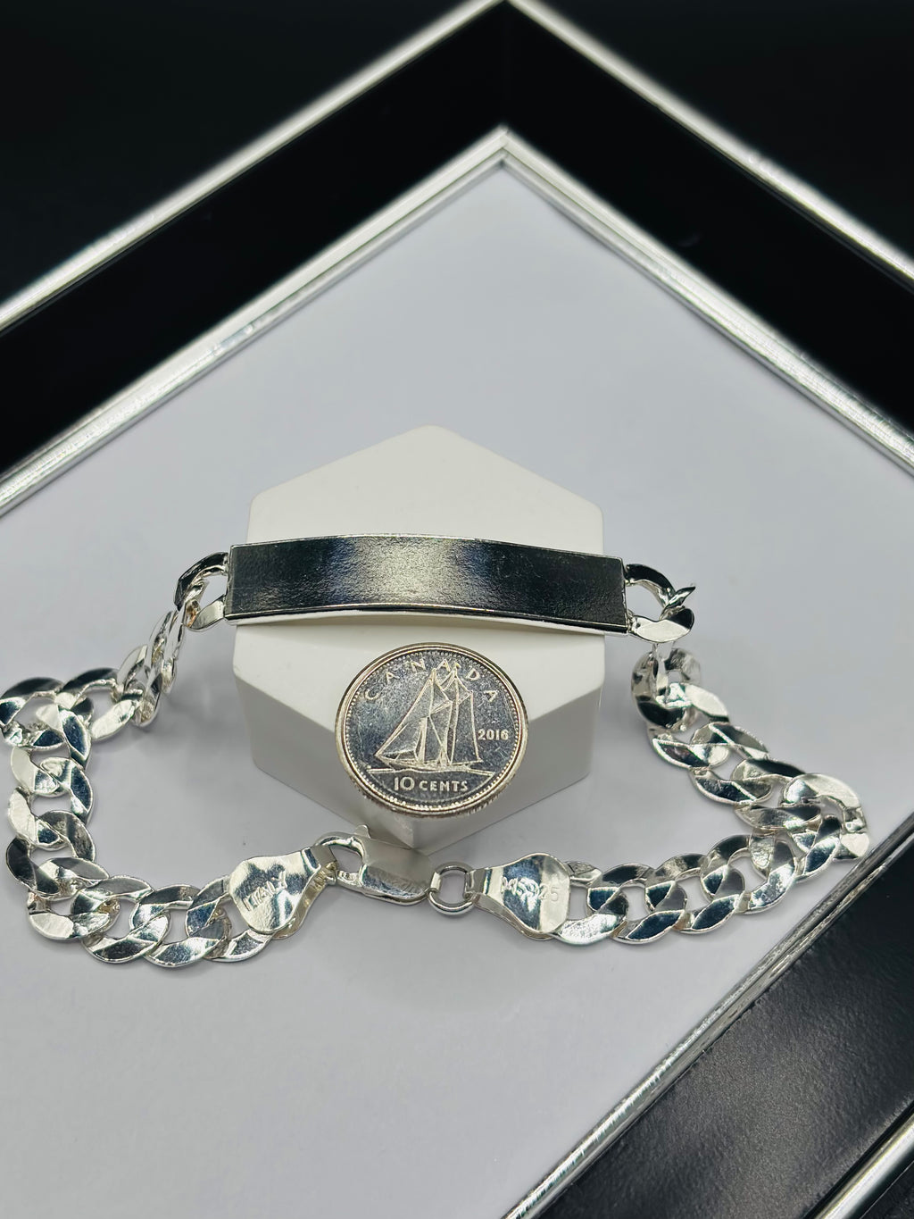 S925 Silver Name Flat Curb Bracelet