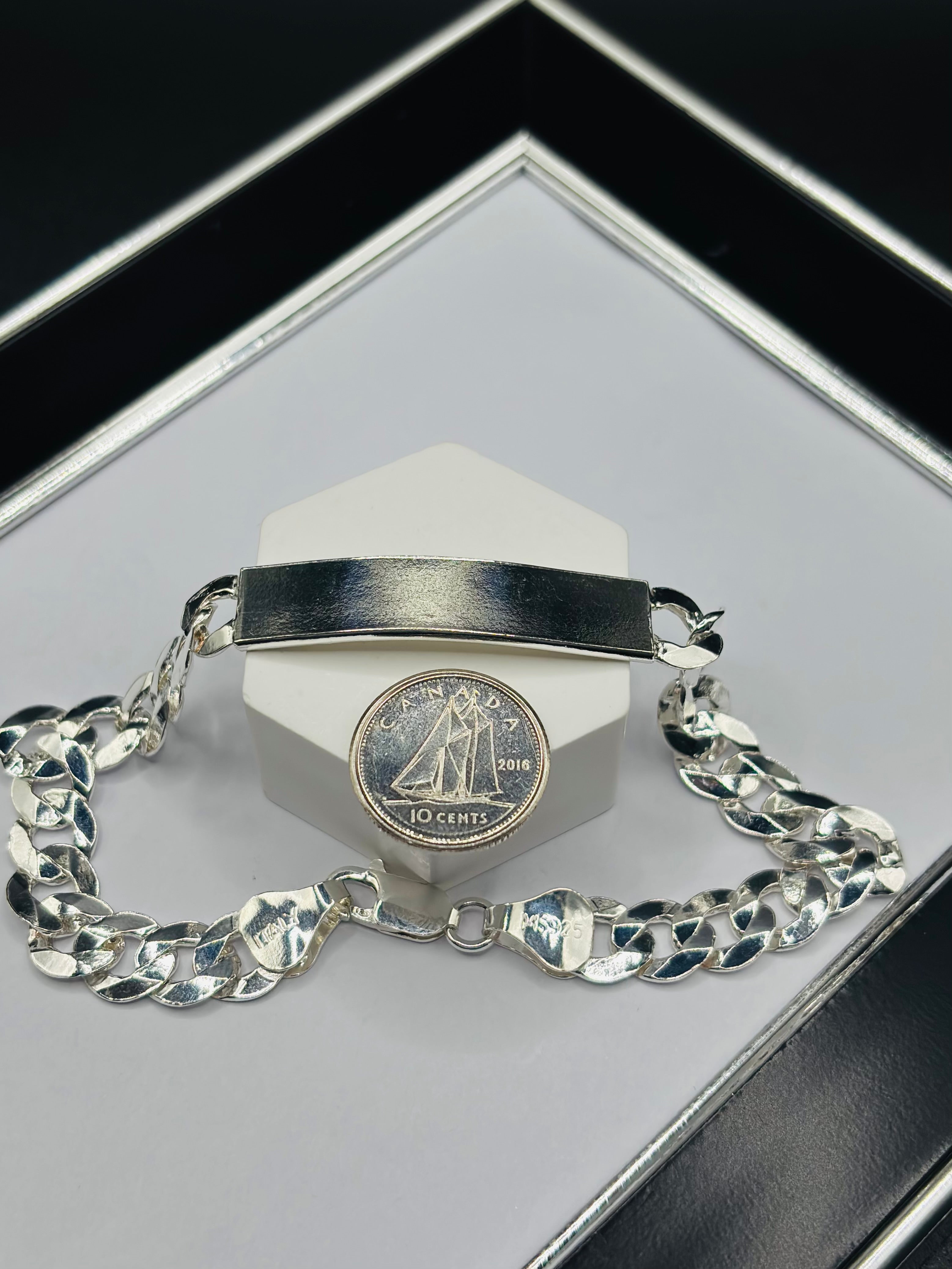 S925 Silver Name Flat Curb Bracelet