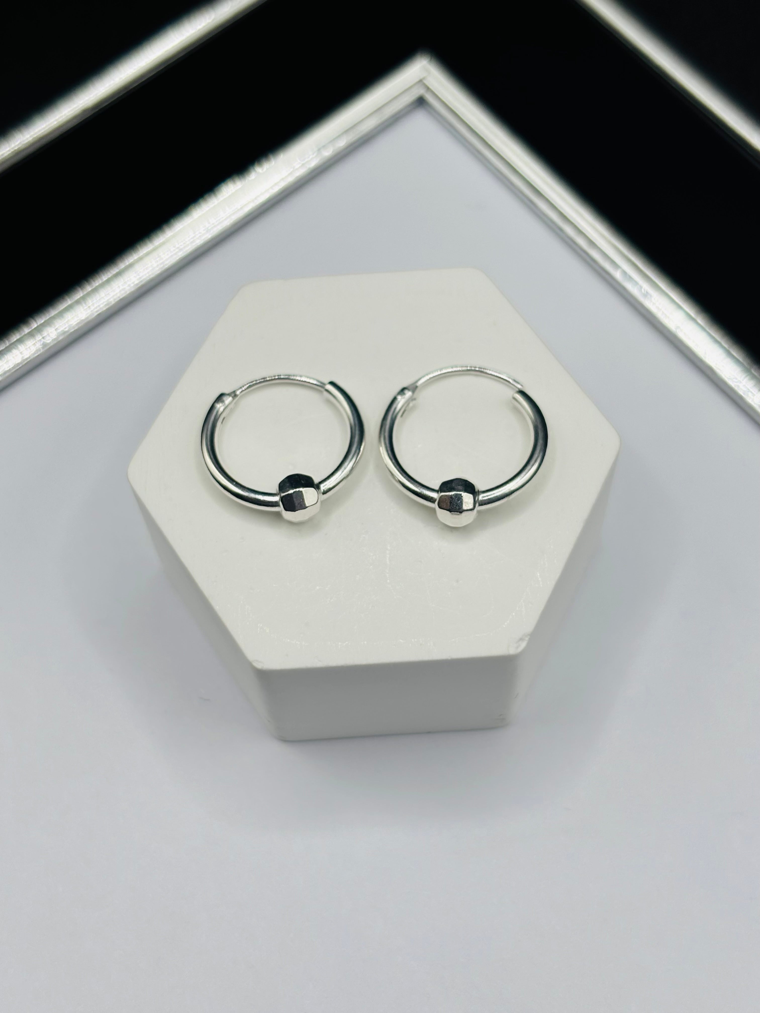 S925 Silver Plain Ball Loop Earrings