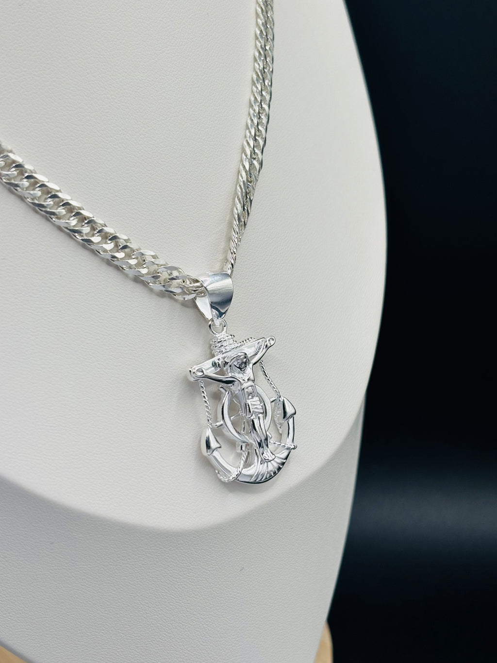 S925 Silver Anchor Cross Necklace