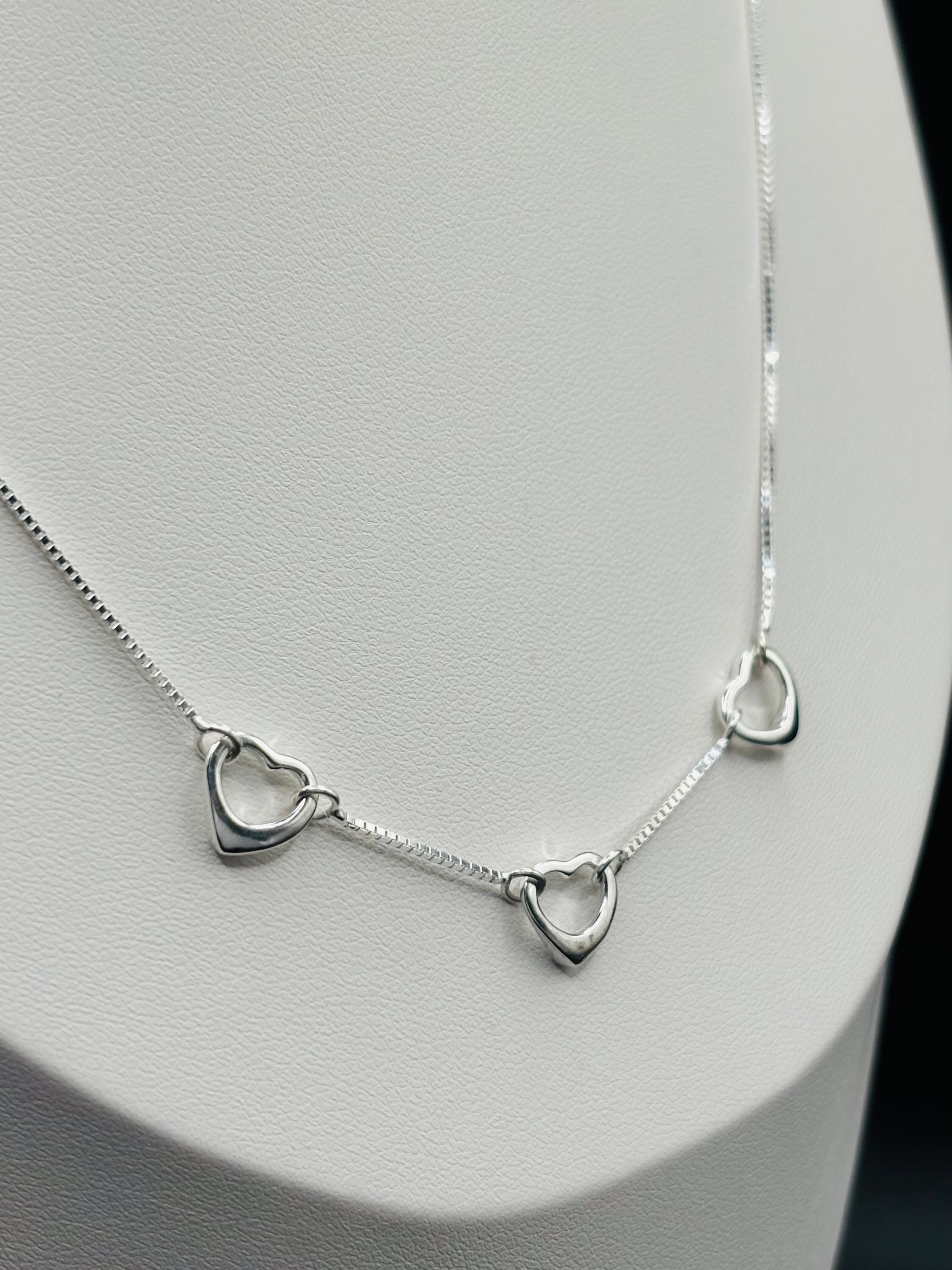 S925 Silver 3 Hearts Necklace