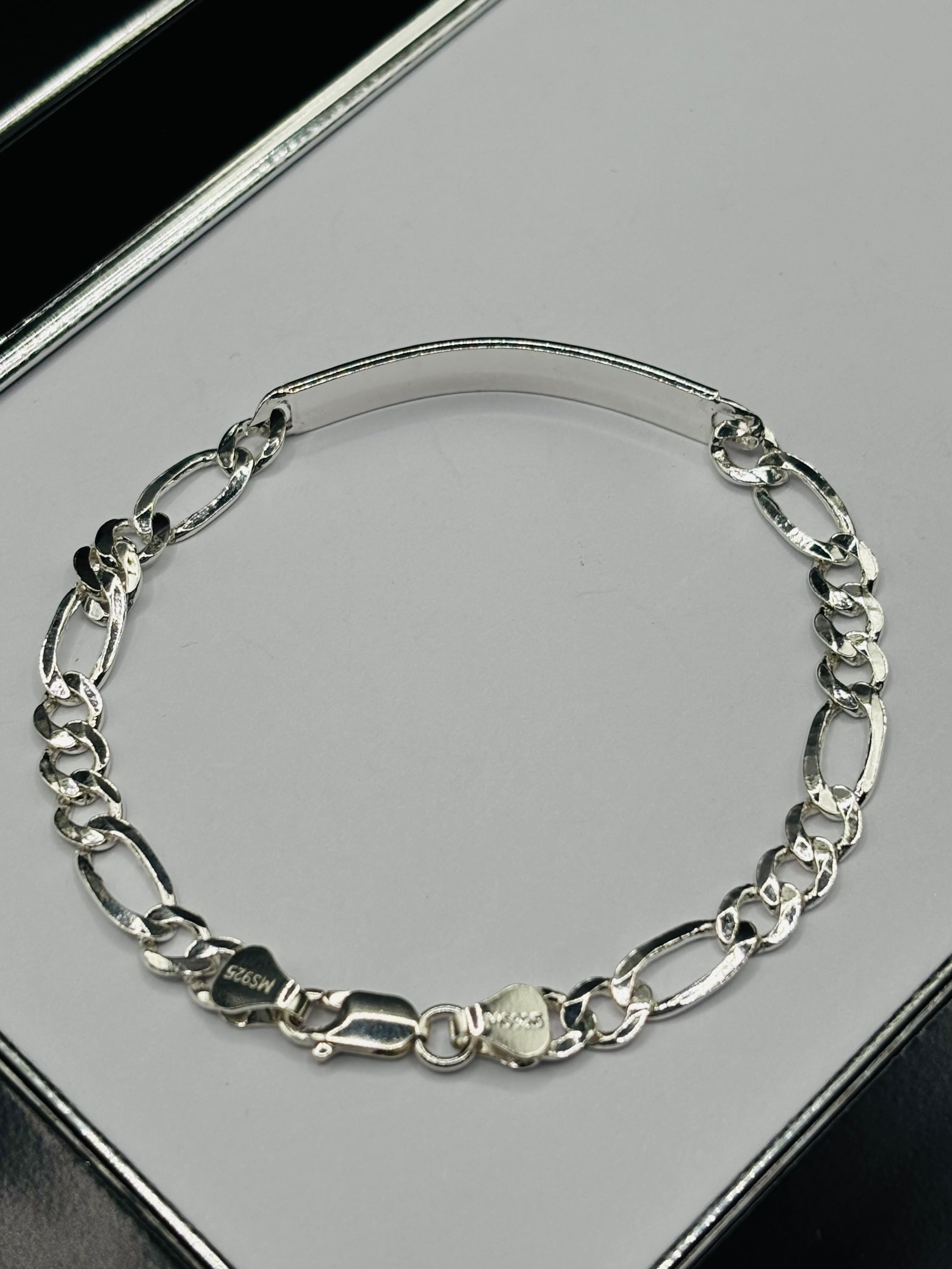 S925 Silver Name Figaro Bracelet
