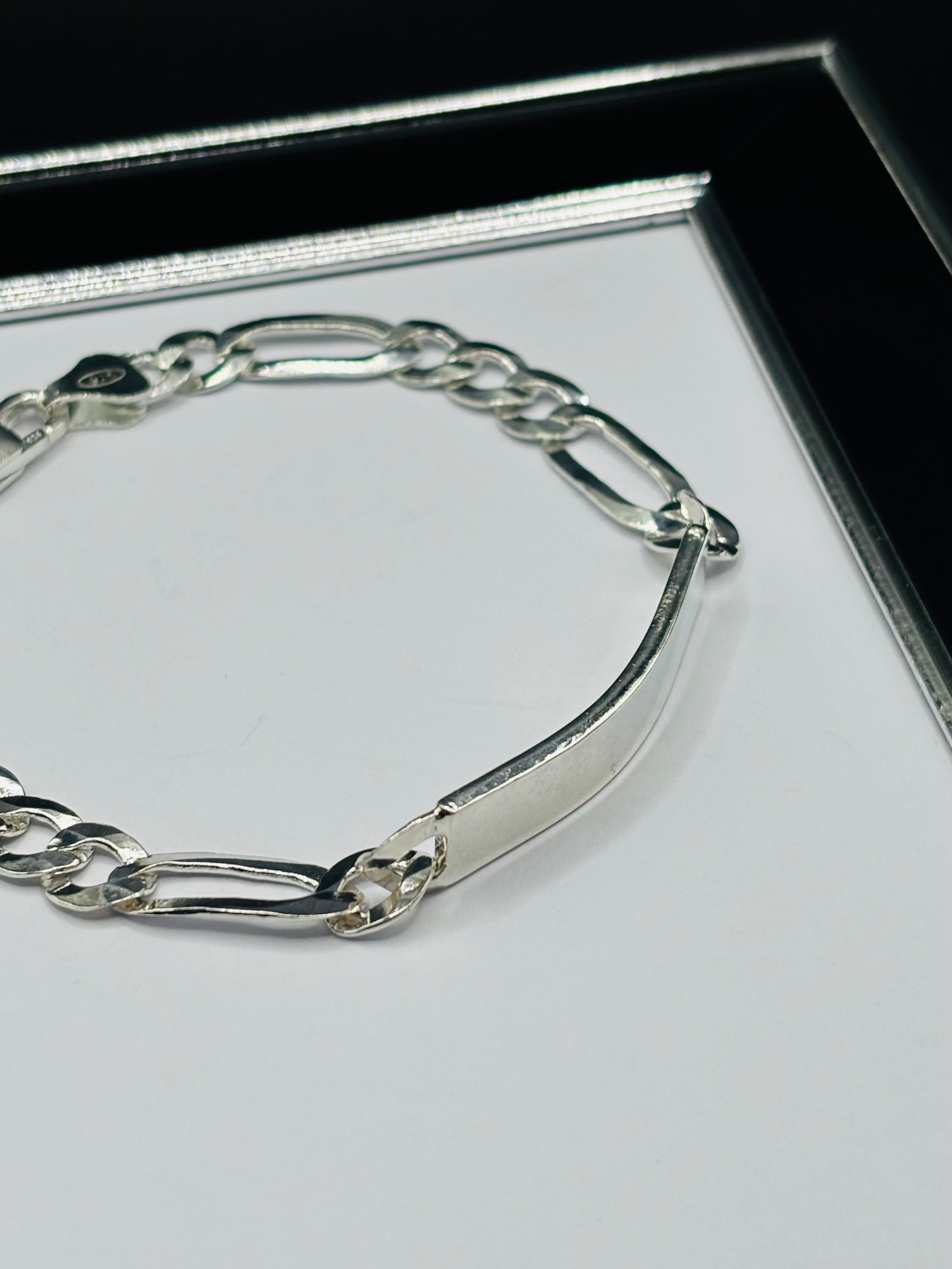 S925 Silver name Figaro Bracelet