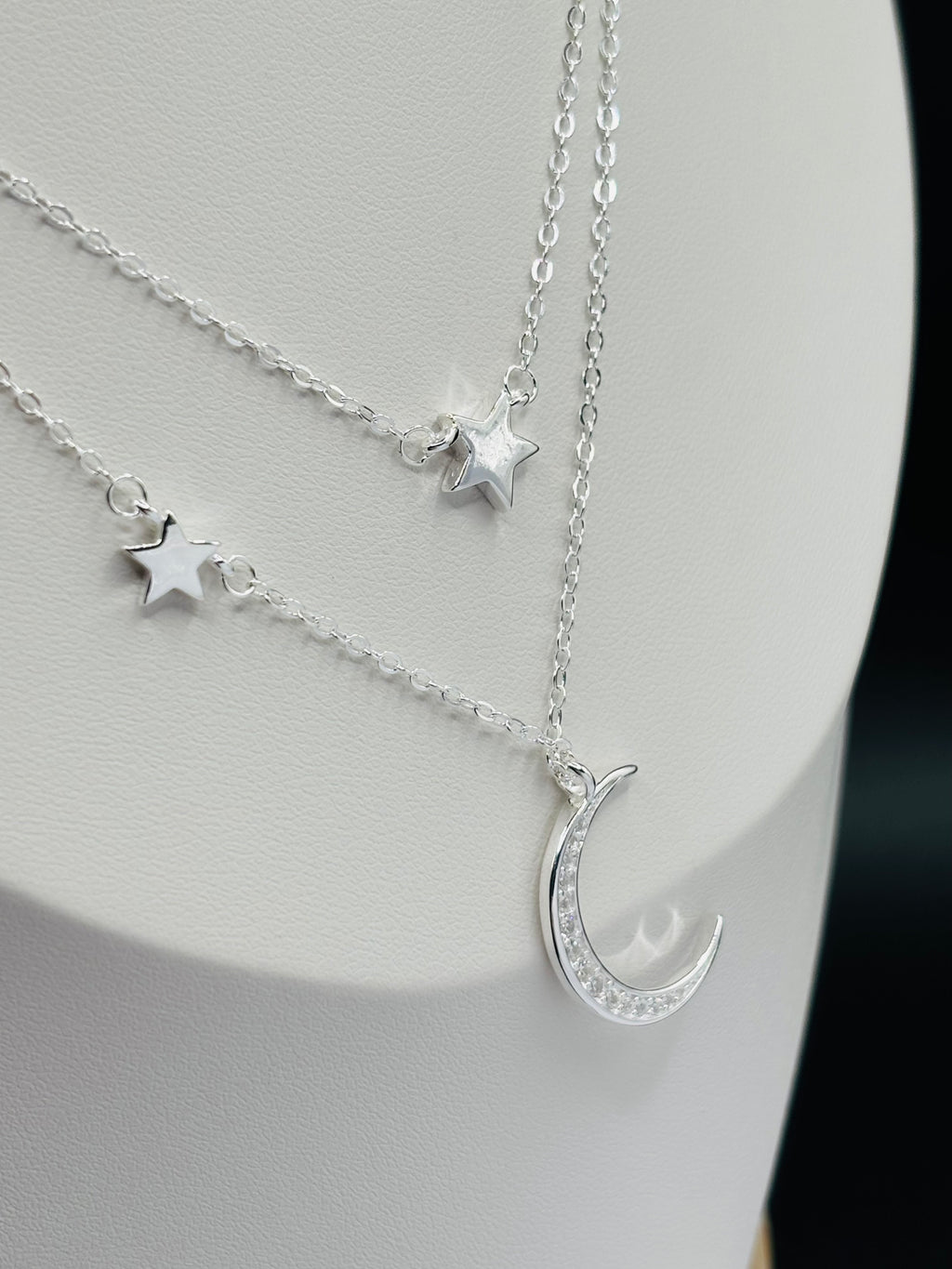 S925 Silver Moon and Star Necklace