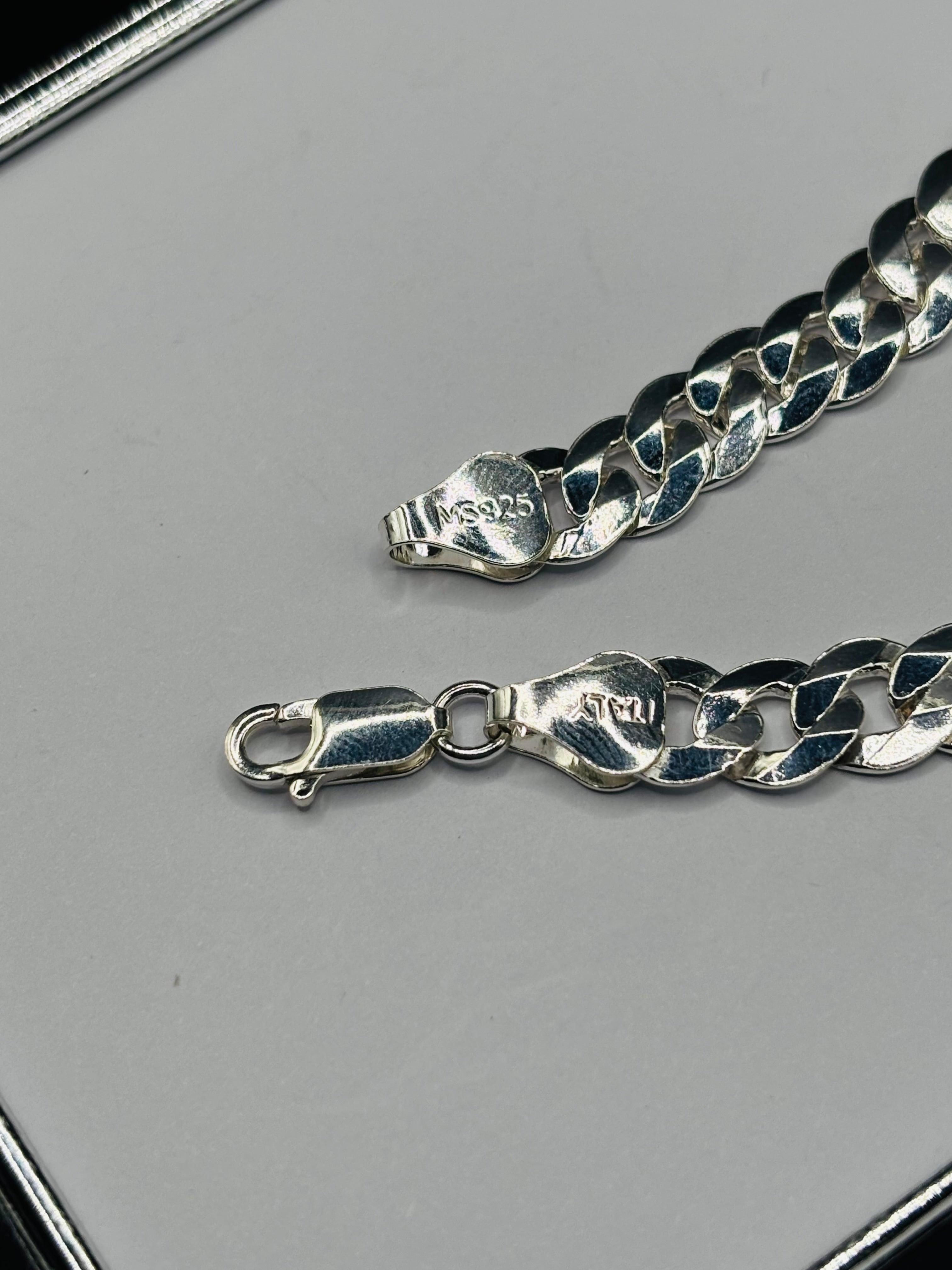 S925 Silver Name Flat Curb Bracelet