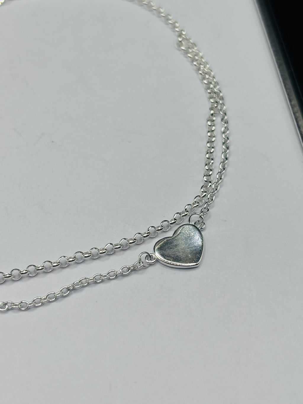 S925 Silver Heart Double Anklet