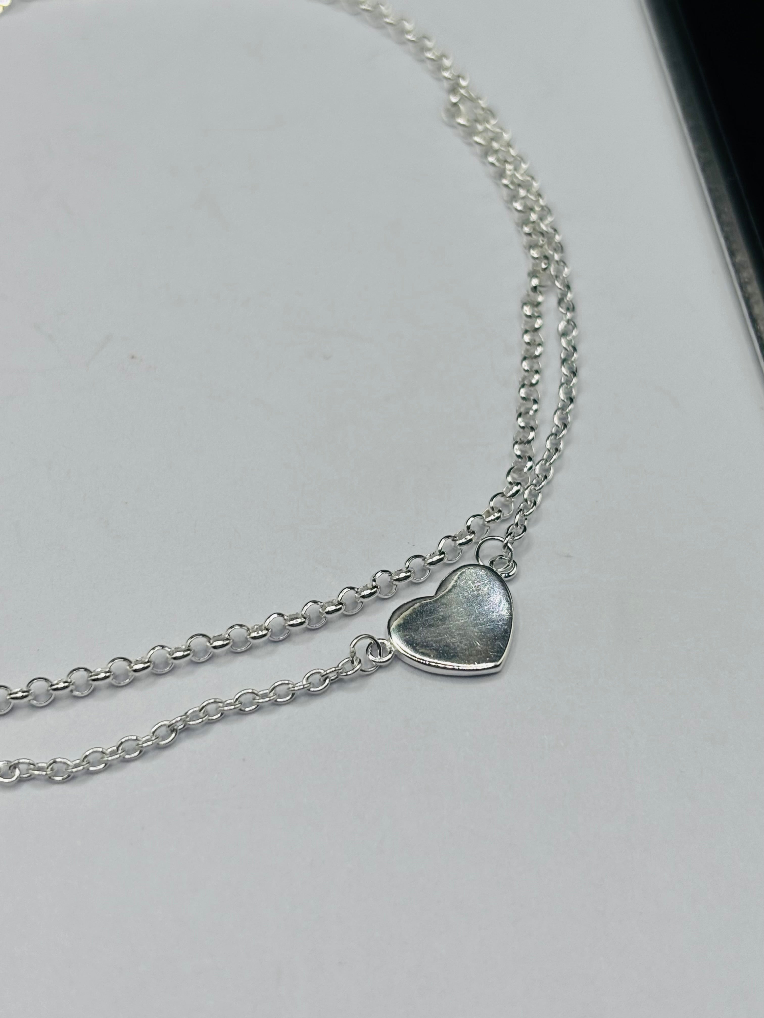 S925 Silver Heart Double Anklet