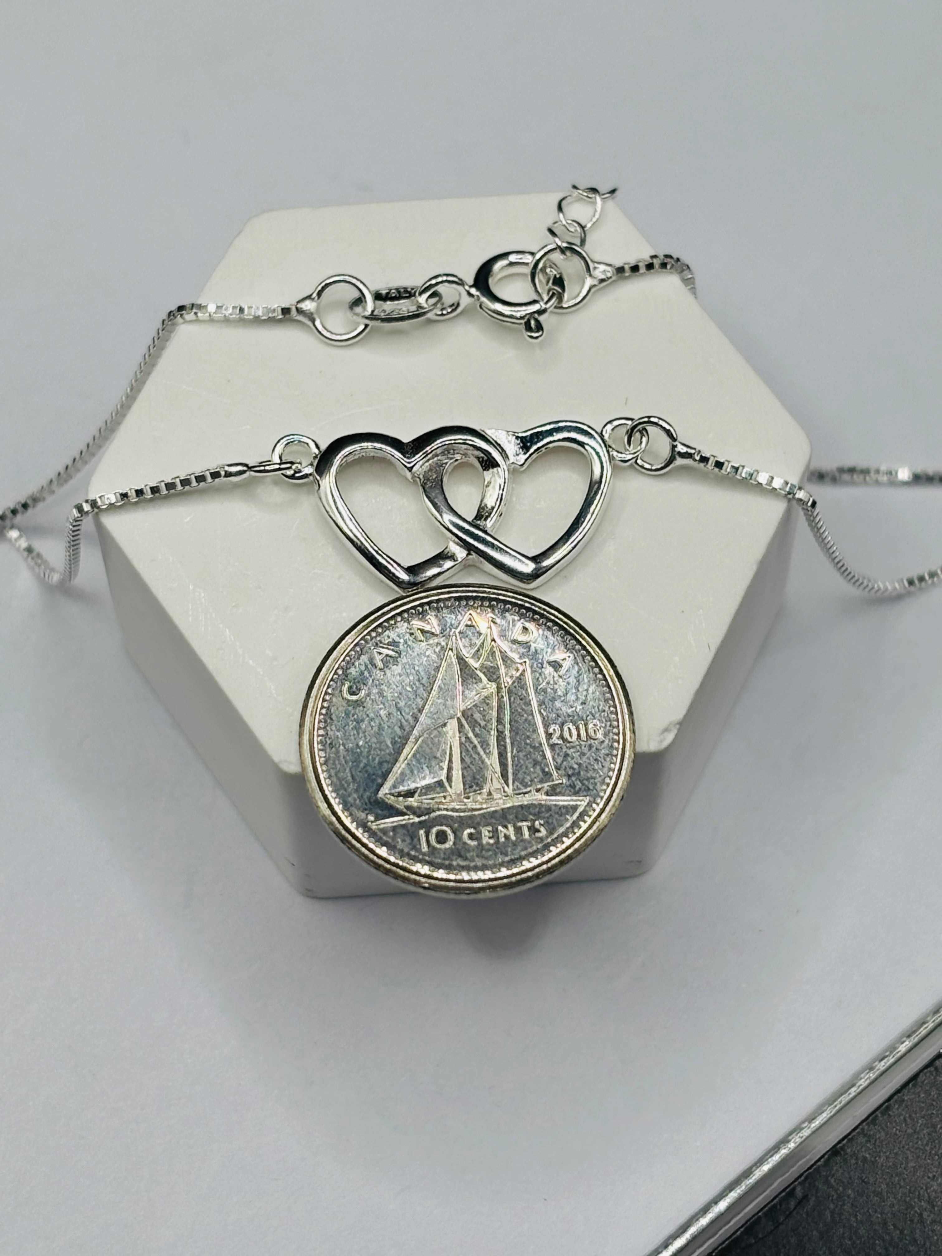 S925 Silver 2 Hearts Necklace