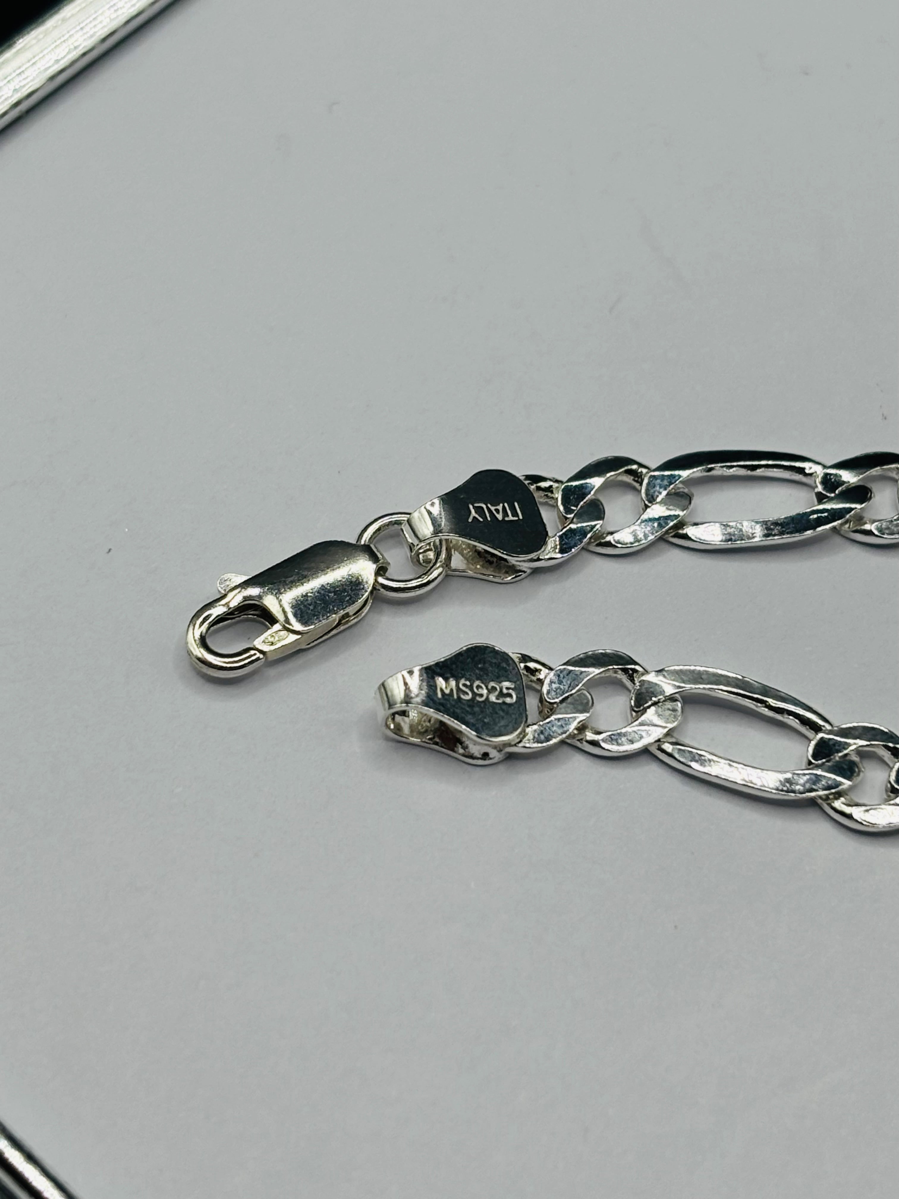 S925 Silver Name Figaro Bracelet