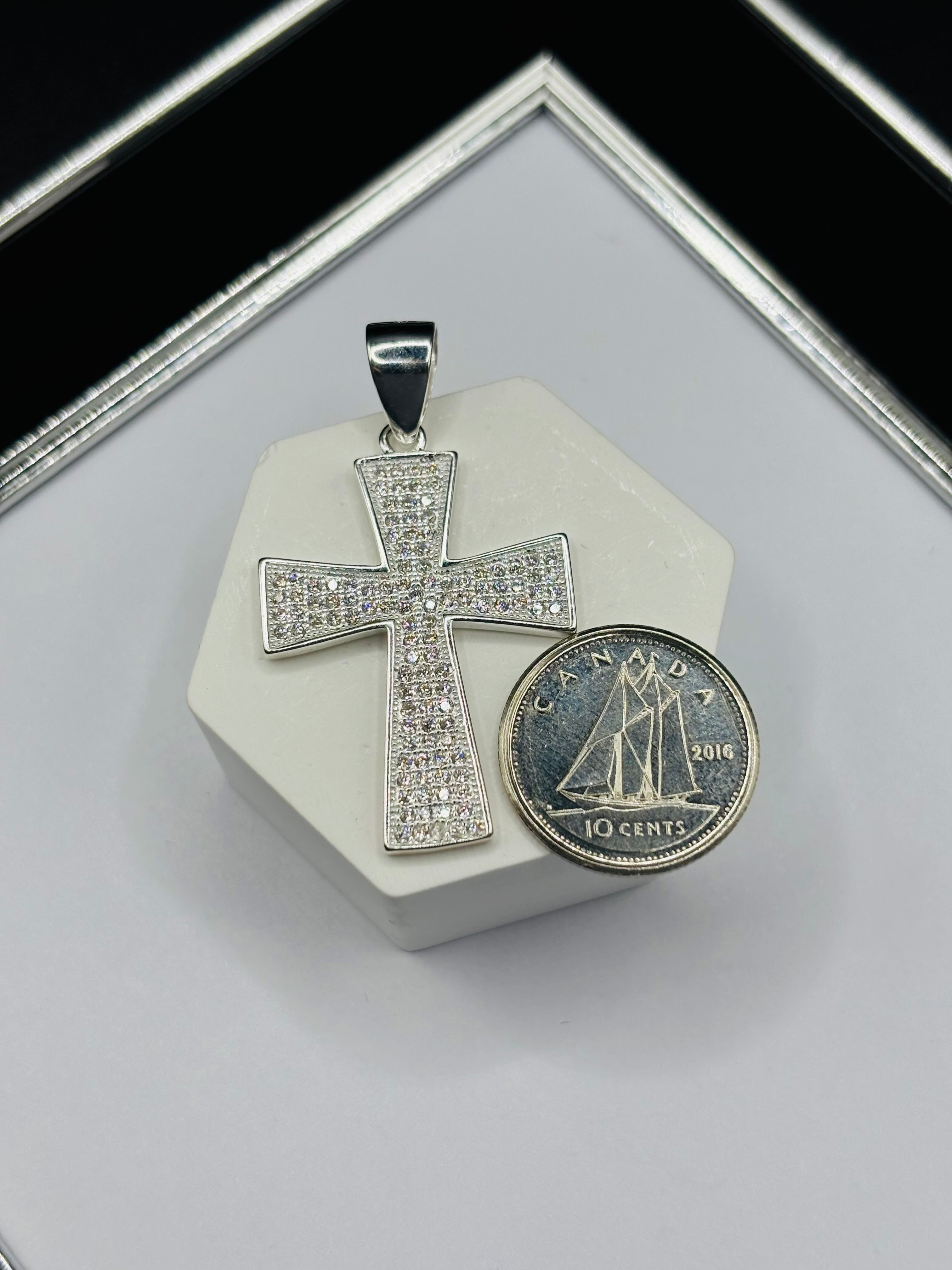 S925 Silver Cross Stone Pendant