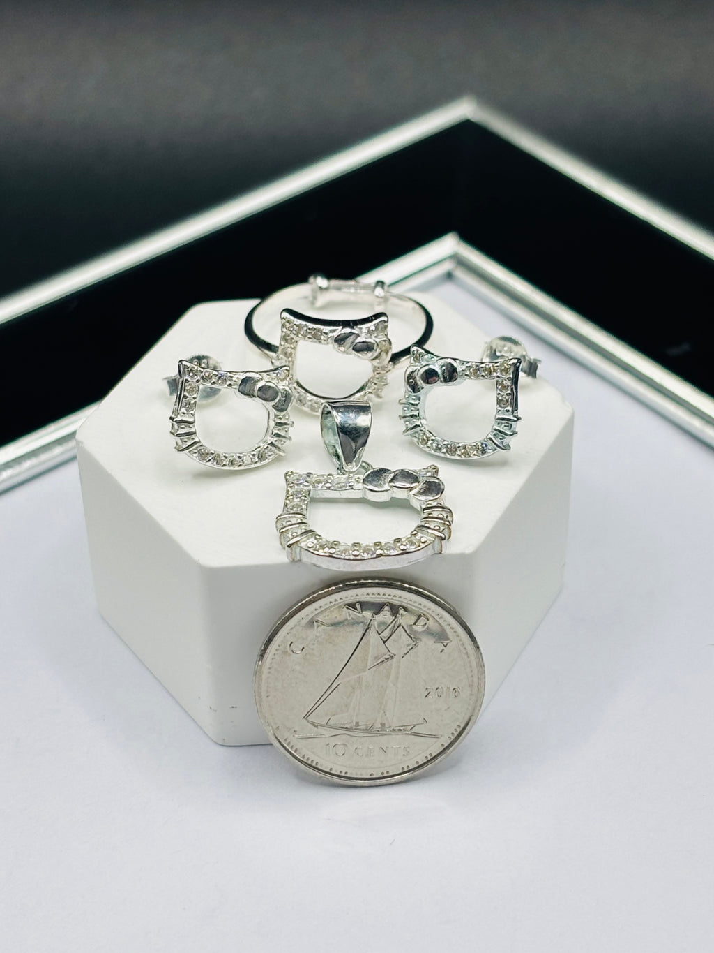 S925 Silver HK Ring, Earrings and Pendant Kids Set