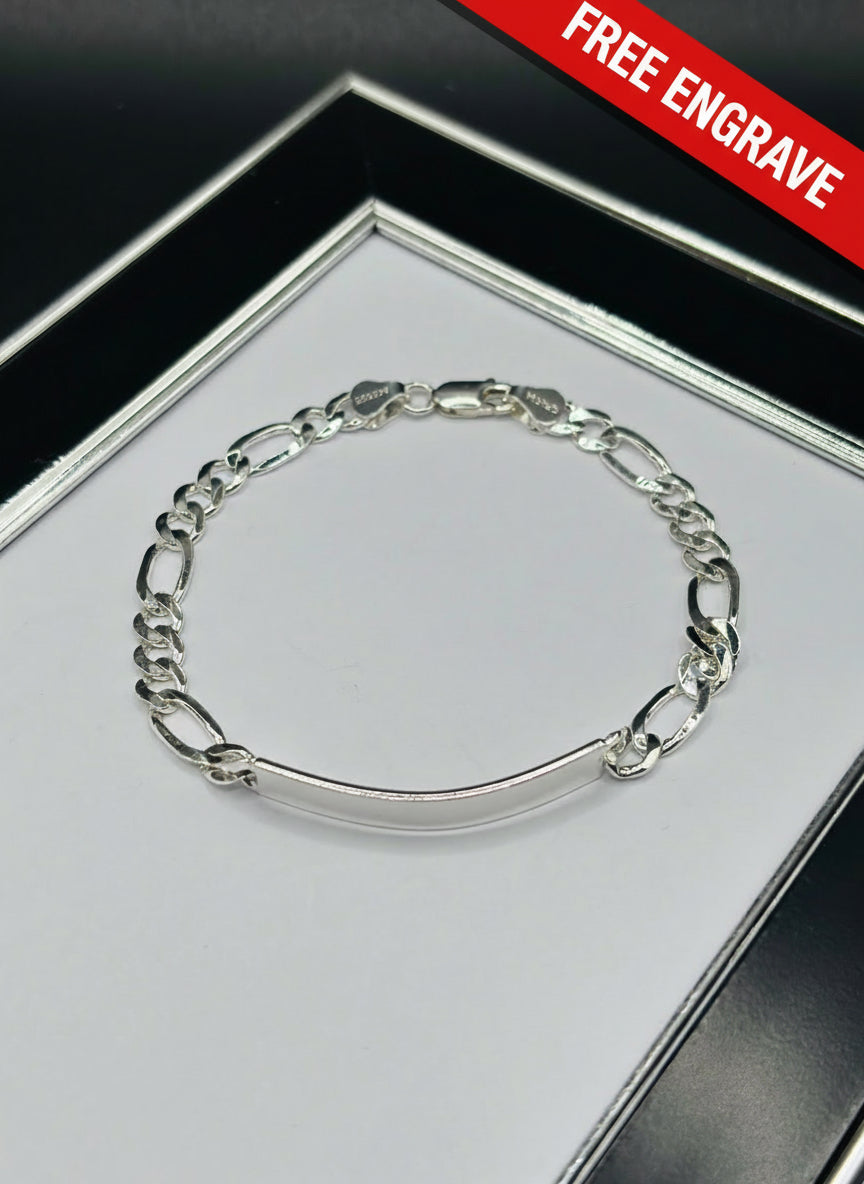 S925 Silver Name Figaro Bracelet